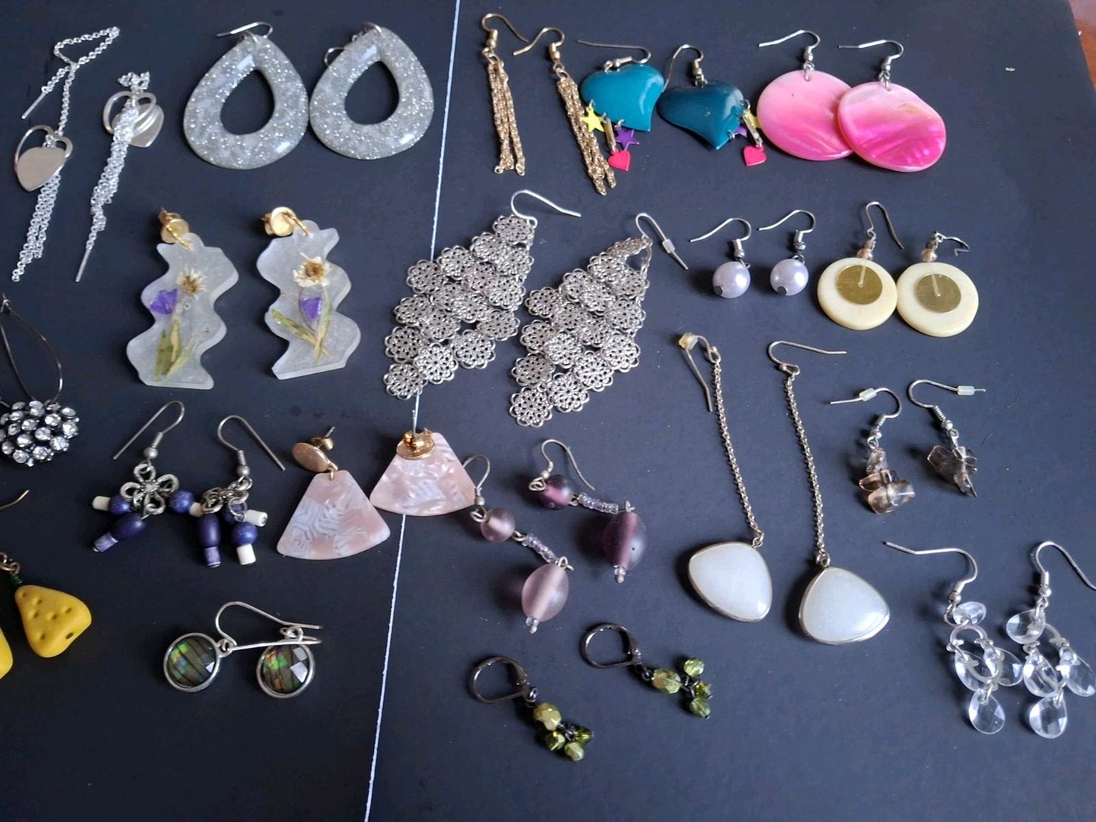 Lot Of 19 Modern/Vintage Earrings Pairs Pierced, Dangle, Hooks multicolor