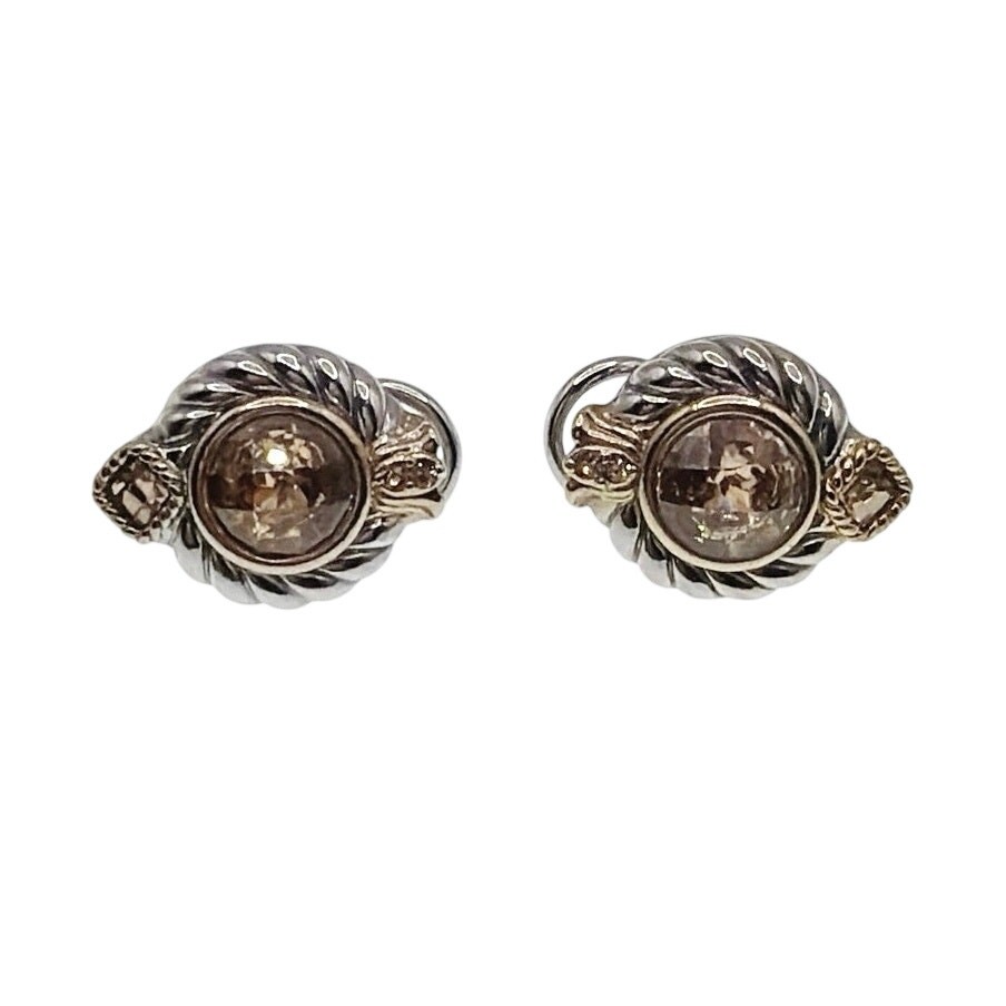 Retro Silver Tone Cubic Zirconia Citrine Stones