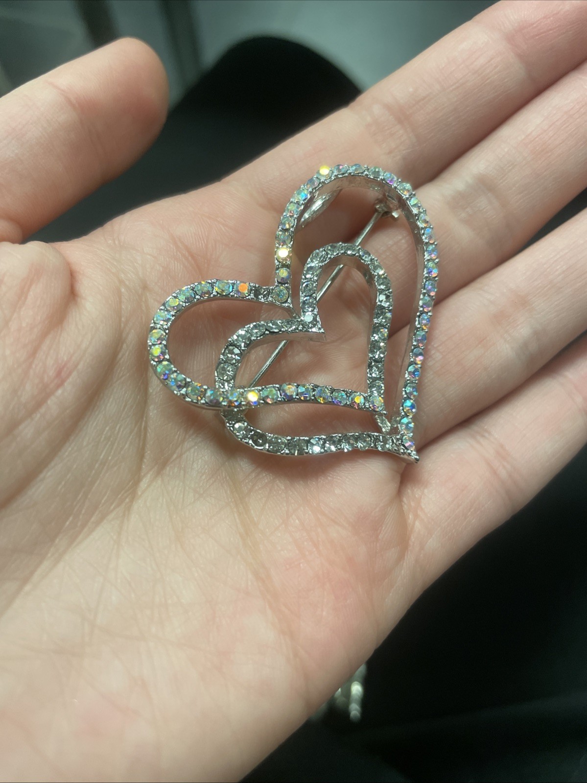 Double Heart Pin (missing two stones)