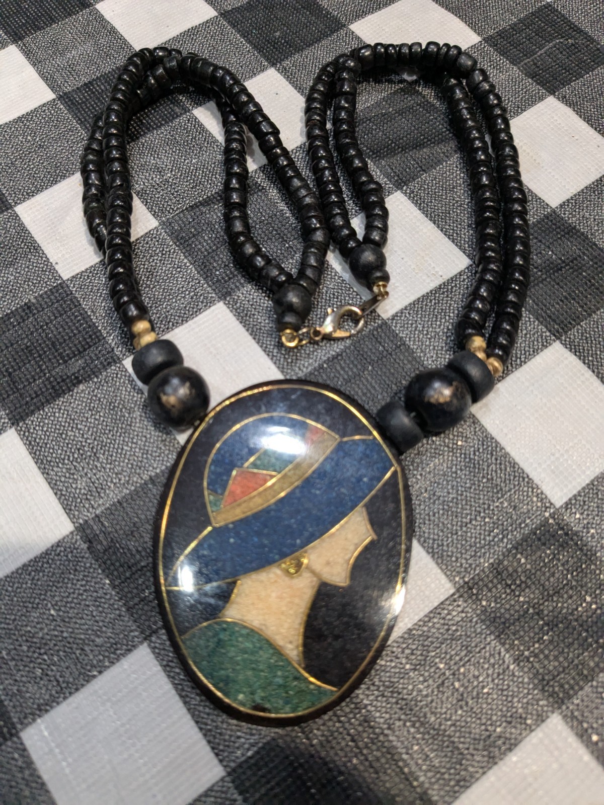 Vintage Inlay Necklace Pendant