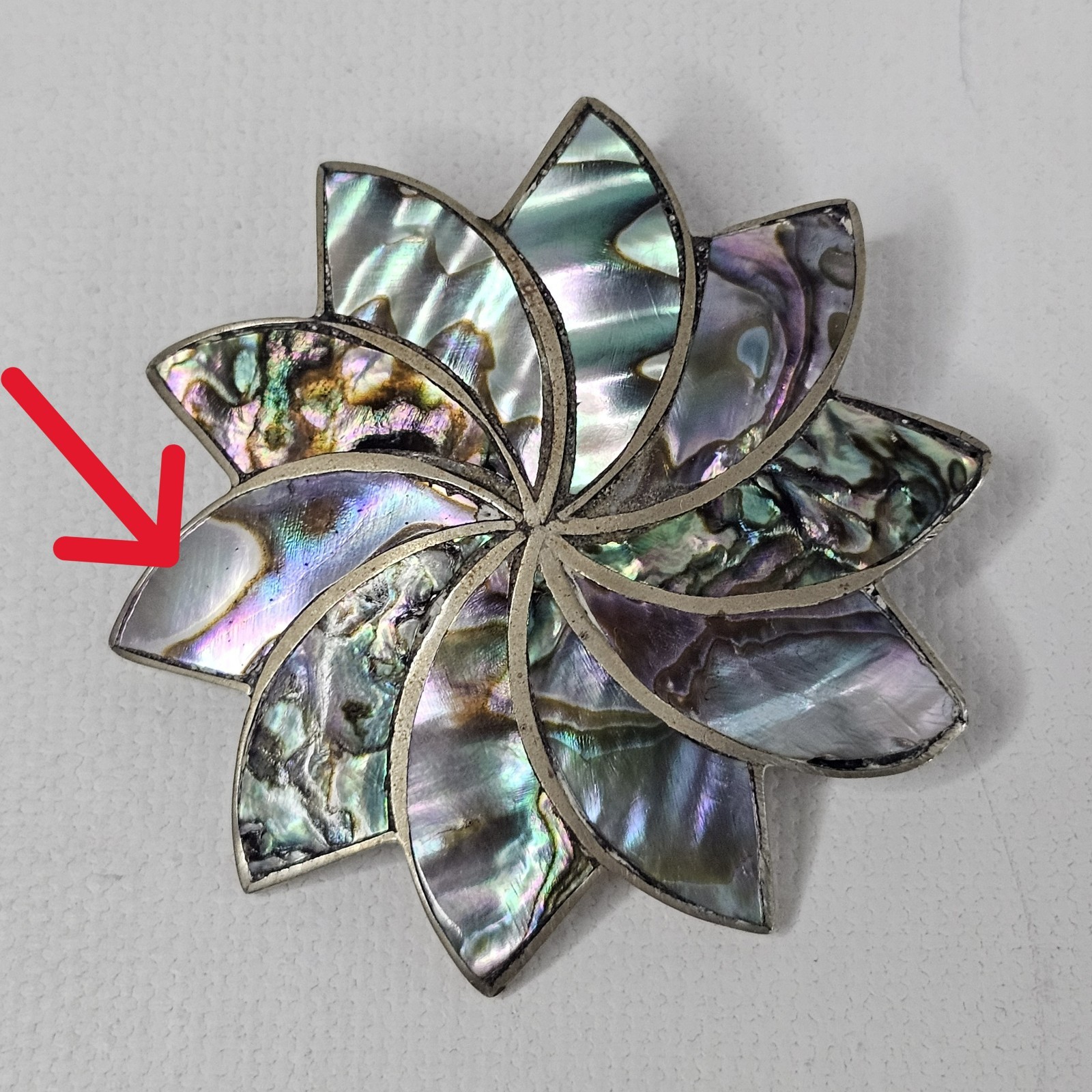 Taxco Mex 925 Sterling Pinwheel Brooch Flower Multicolor Jewelry Pendant Pin