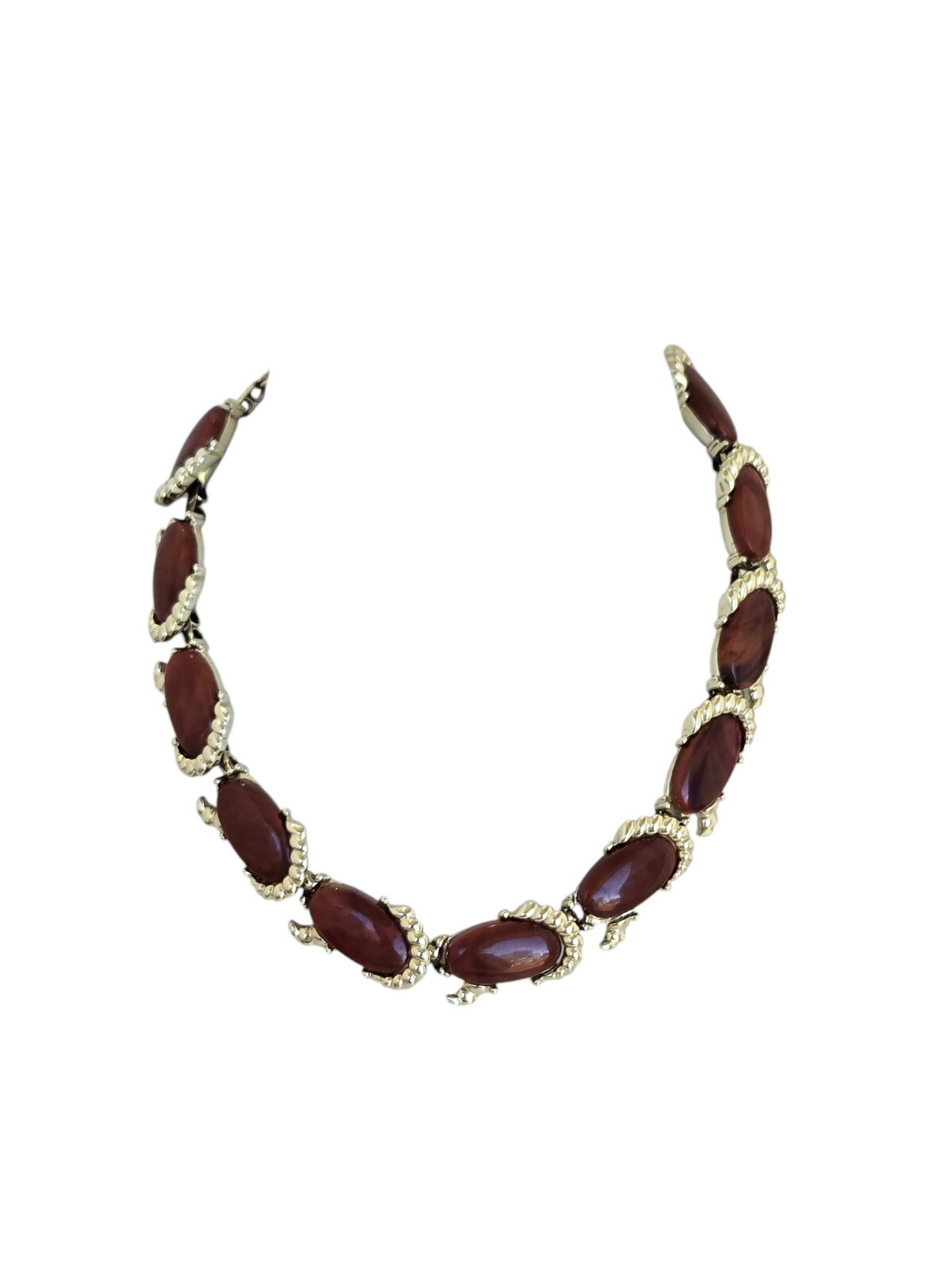 Kramer Gold Tone and Redish Brown Thermoset Plastic Choker Necklace