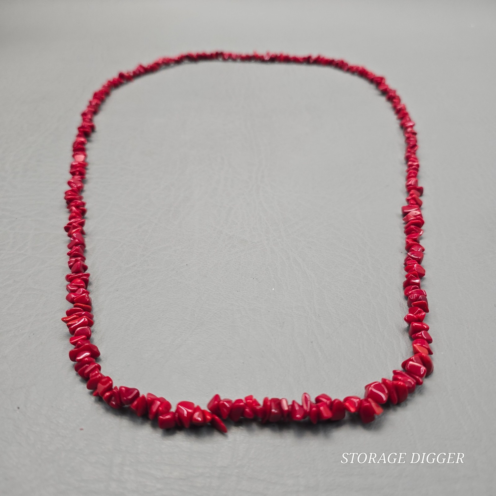 Vintage Handmade Red Coral Beads Necklace 34″ Long