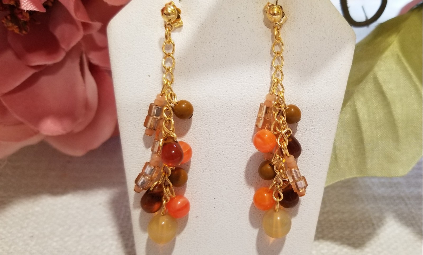 4 pair Gorgeous Lot Dangle Drop Pierced Post Earrings Made w Czech Glass Beads