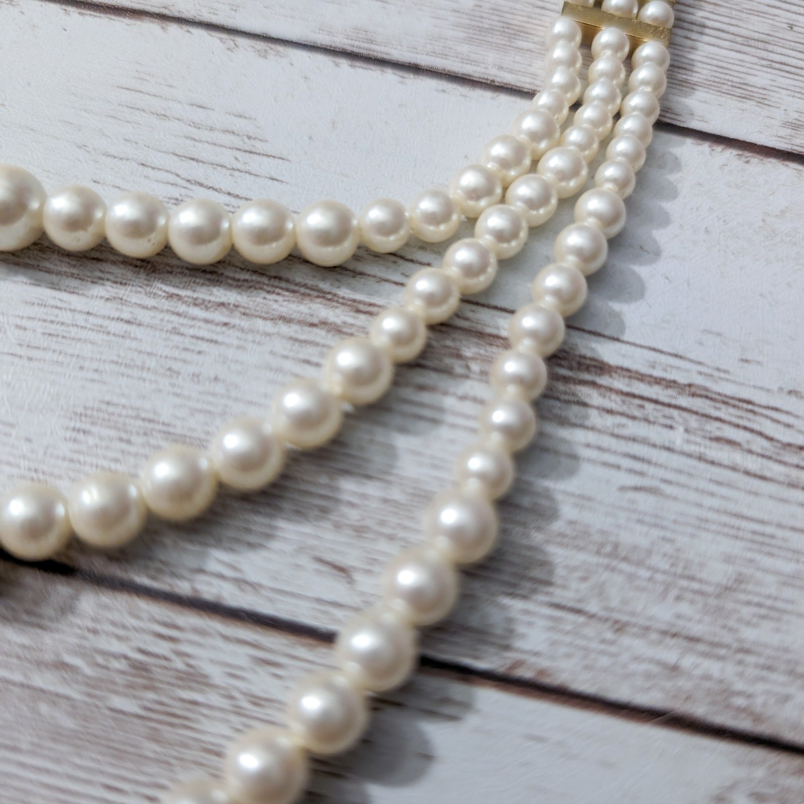 Vintage Necklace Faux? Pearl & Gold Tone Layered Statement