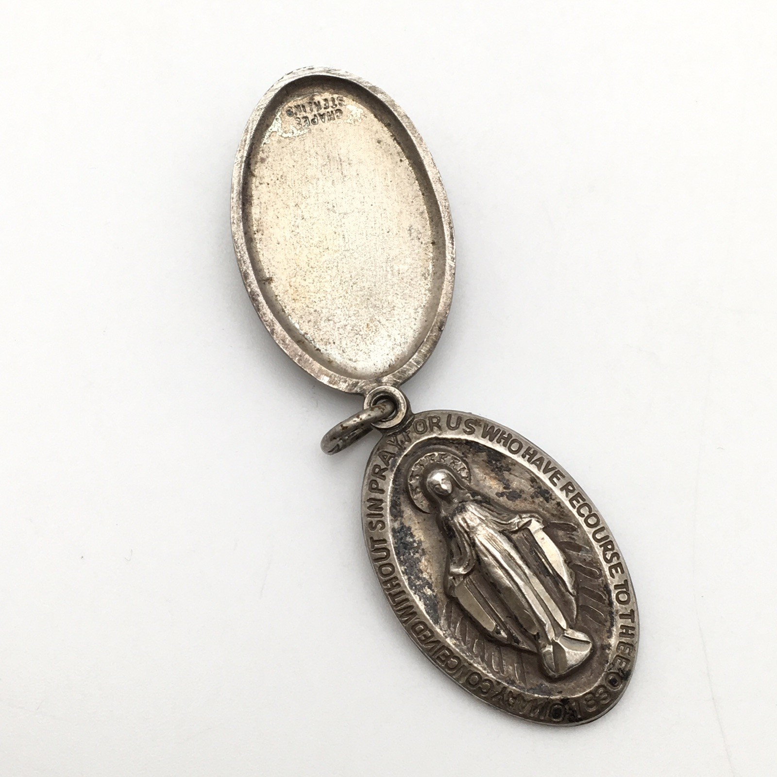 13.3g Vintage Sterling Silver CHAPEL Mary & St Christopher Religious Medal #90