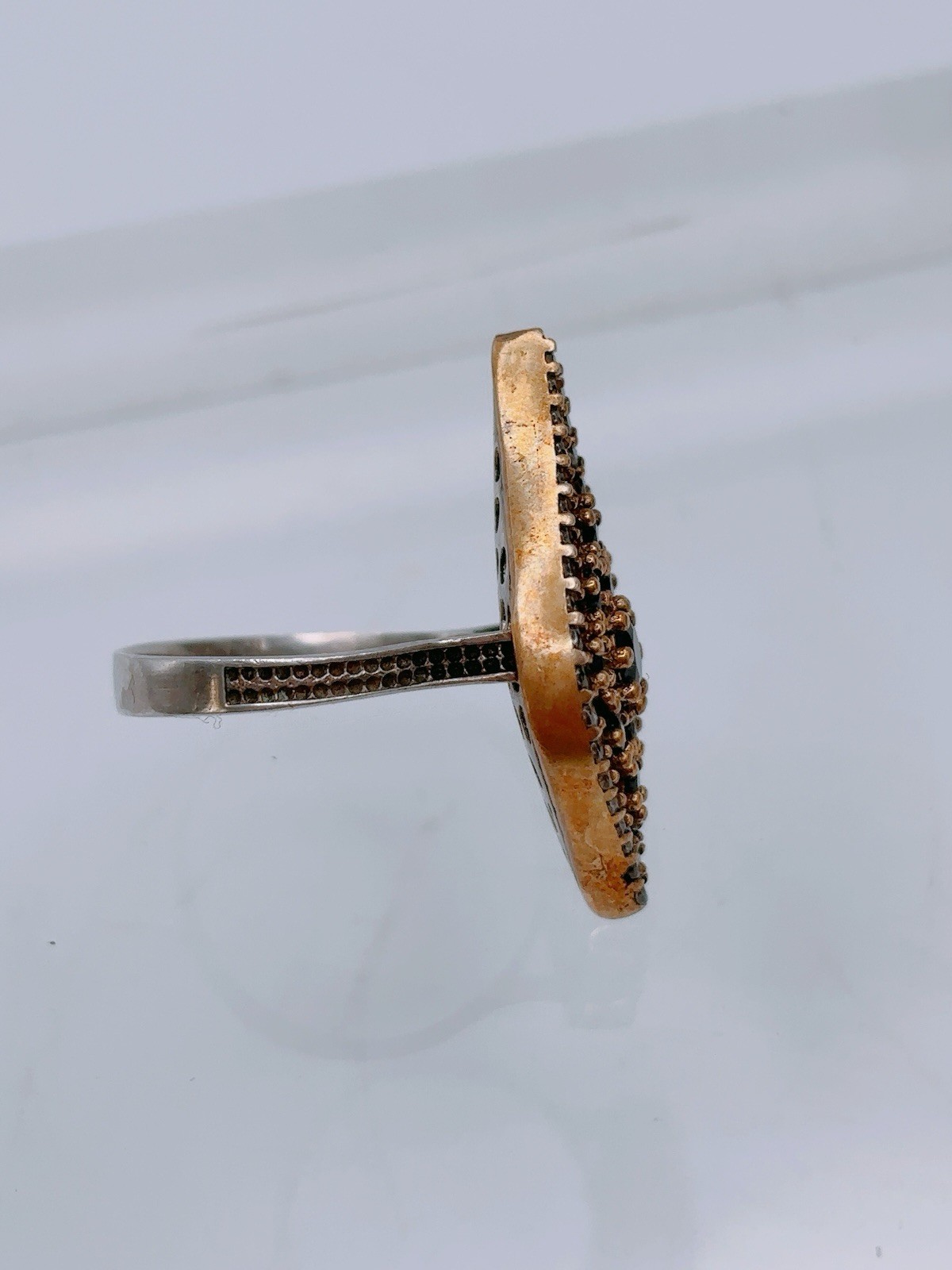 Sterling Silver 925 Turkish Rhombus Iolite Stone Ring Sz 8 Antique Unique