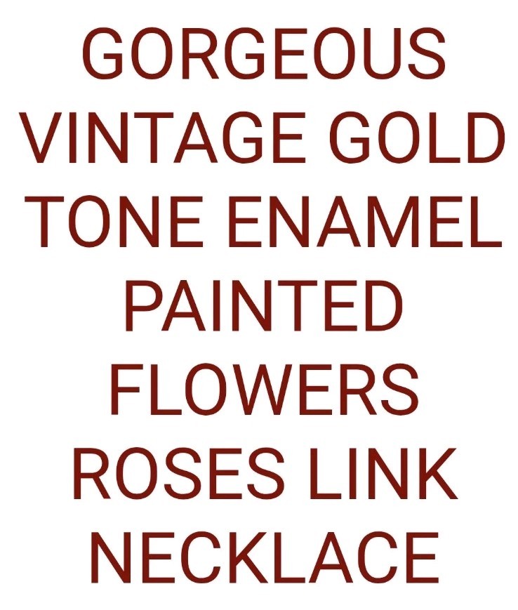 SALE VINTAGE PAINTED RED PINK ROSE FLOWER ENAMEL LINK NECKLACE CLIP EARRINGS SET