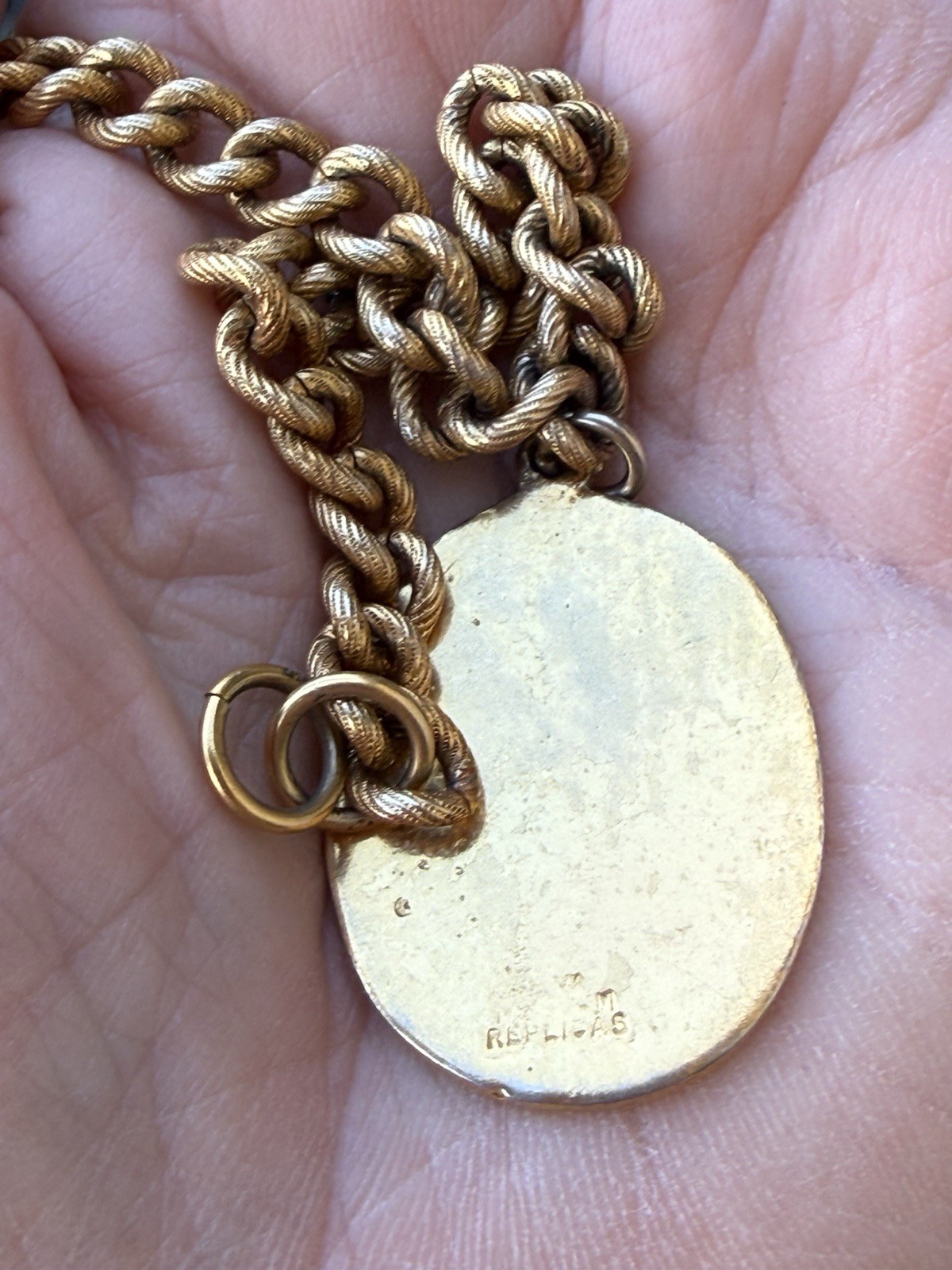 Vintage Alva Museum Replica Charm Medallion On Gold Tone Bracelet