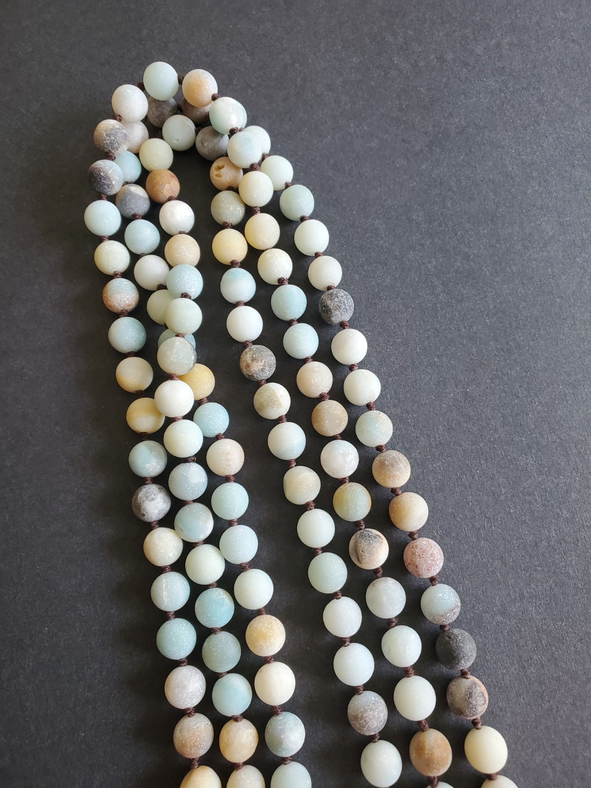 Vintage Stone Agate Beaded Necklace Pastel & Earth Multicolor Unpolished 41 in