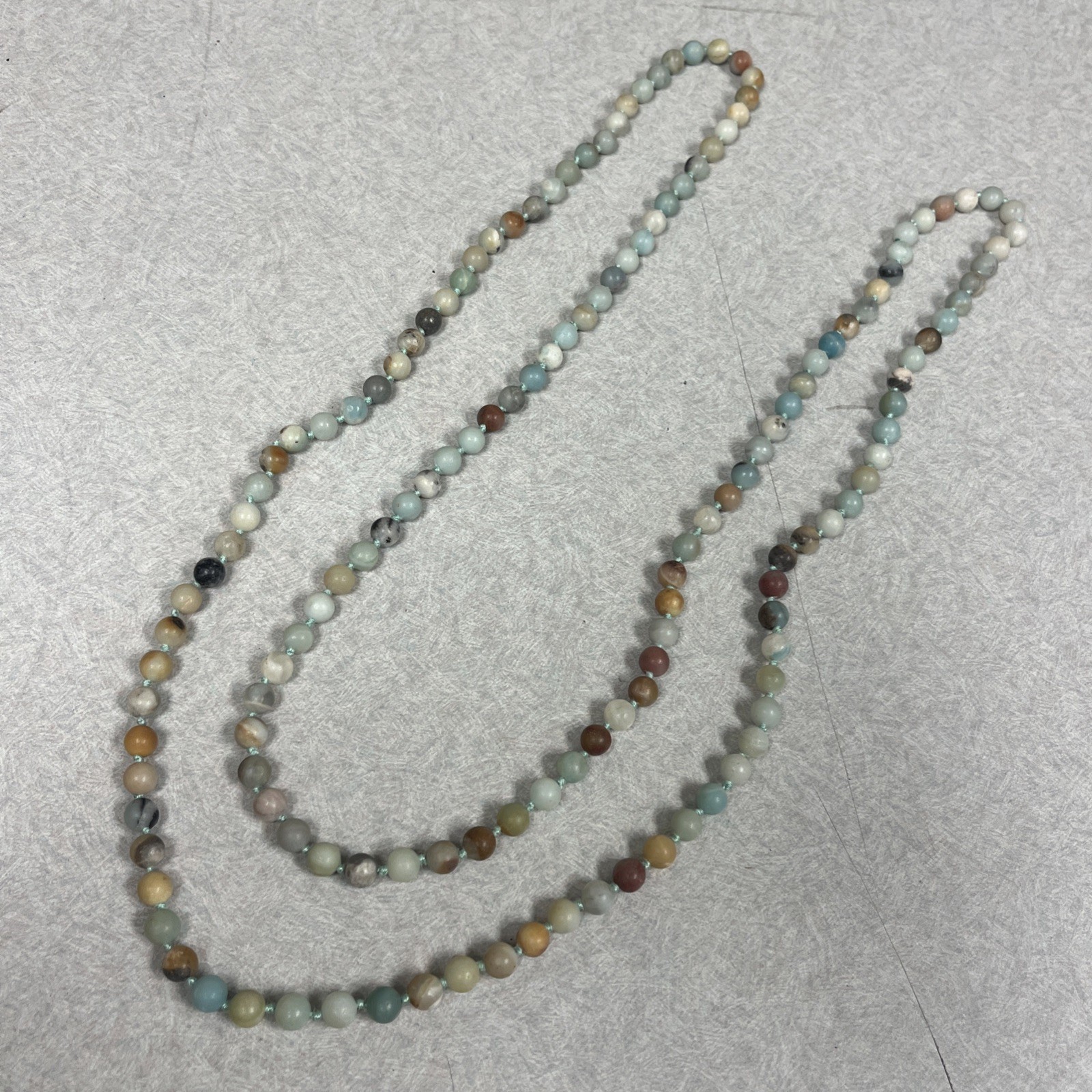 Vintage Amazonite Hand-knotted 60″ Necklace