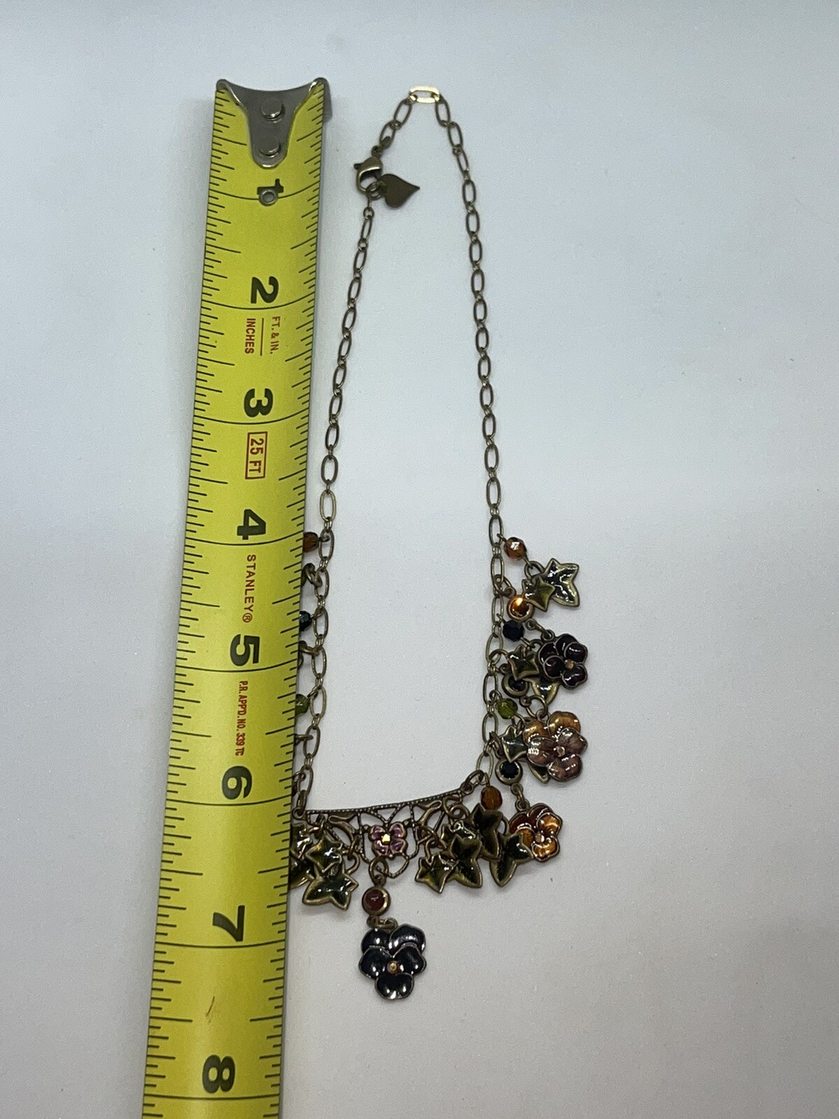 Vintage Glass Works Studio Enamel Pansy Flower Necklace SIGNED