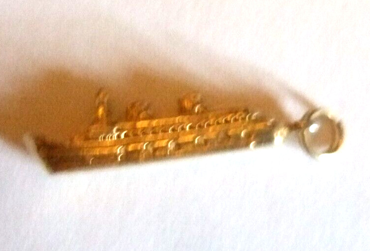Ocean Liner Charm Gold Plated Sterling Ship Charm for Bracelet Vintage Charm