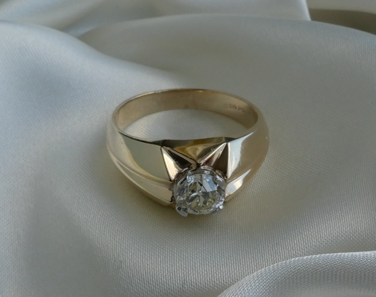 Vintage 14K Yellow Gold 0.90 Ct Old European Cut Diamond Ring 5.3 Gr Sz 8.75