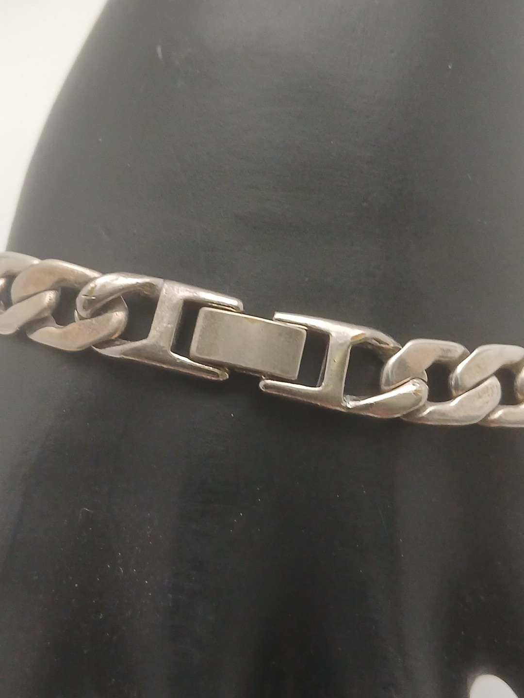1970s silver-tone tone curb links 1/4 in wide size 7.75 in bracelet