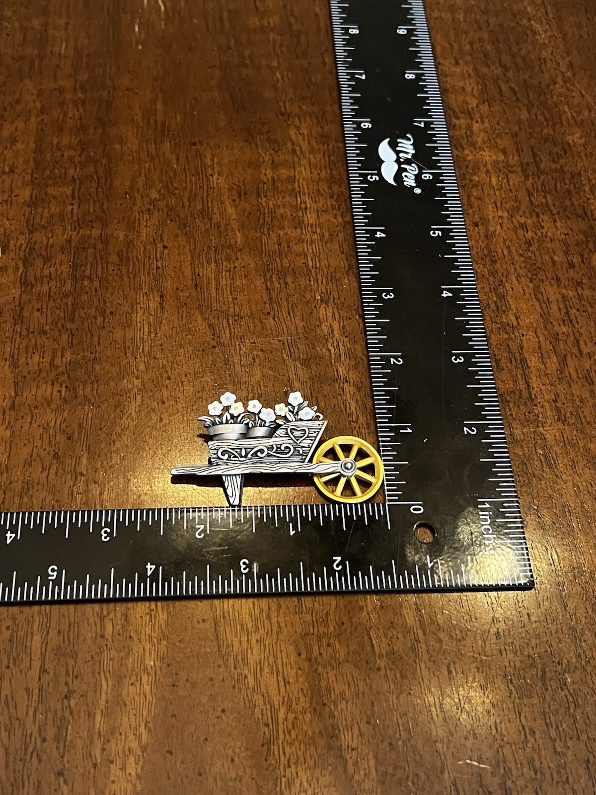 Vintage JJ Jonette Flowers in Wheelbarrow Brooch Signed Nice!