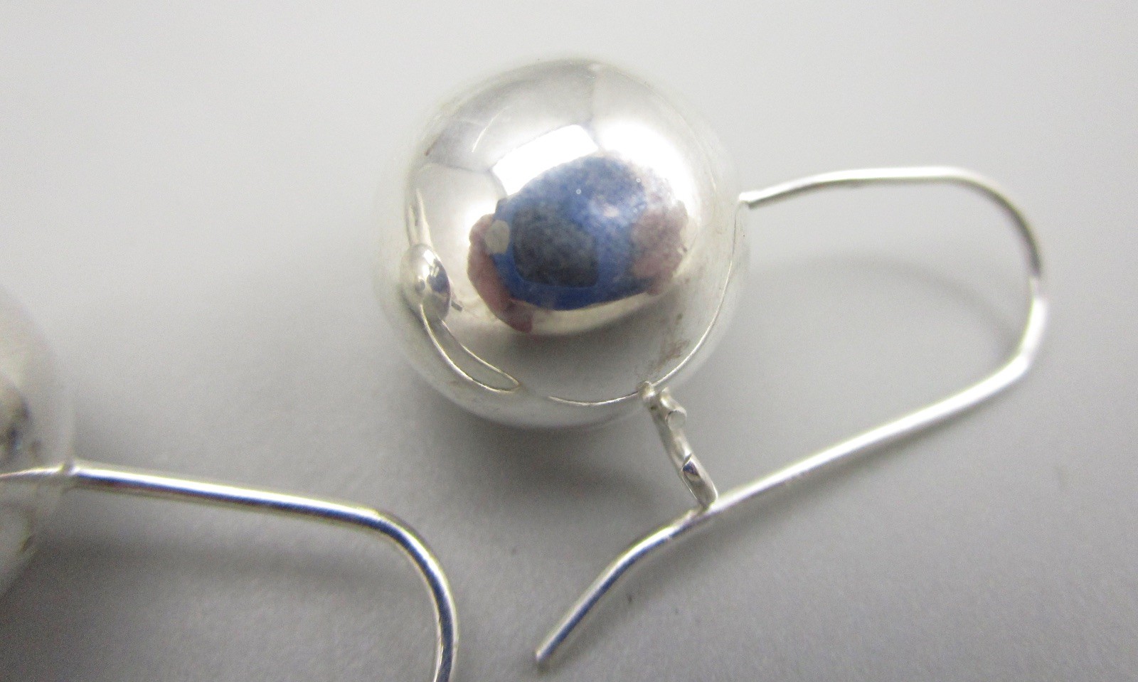 CLASSIC STERLING SILVER 13MM BALL FRENCH WIRE HOOK EARRINGS 5.5 GRAMS