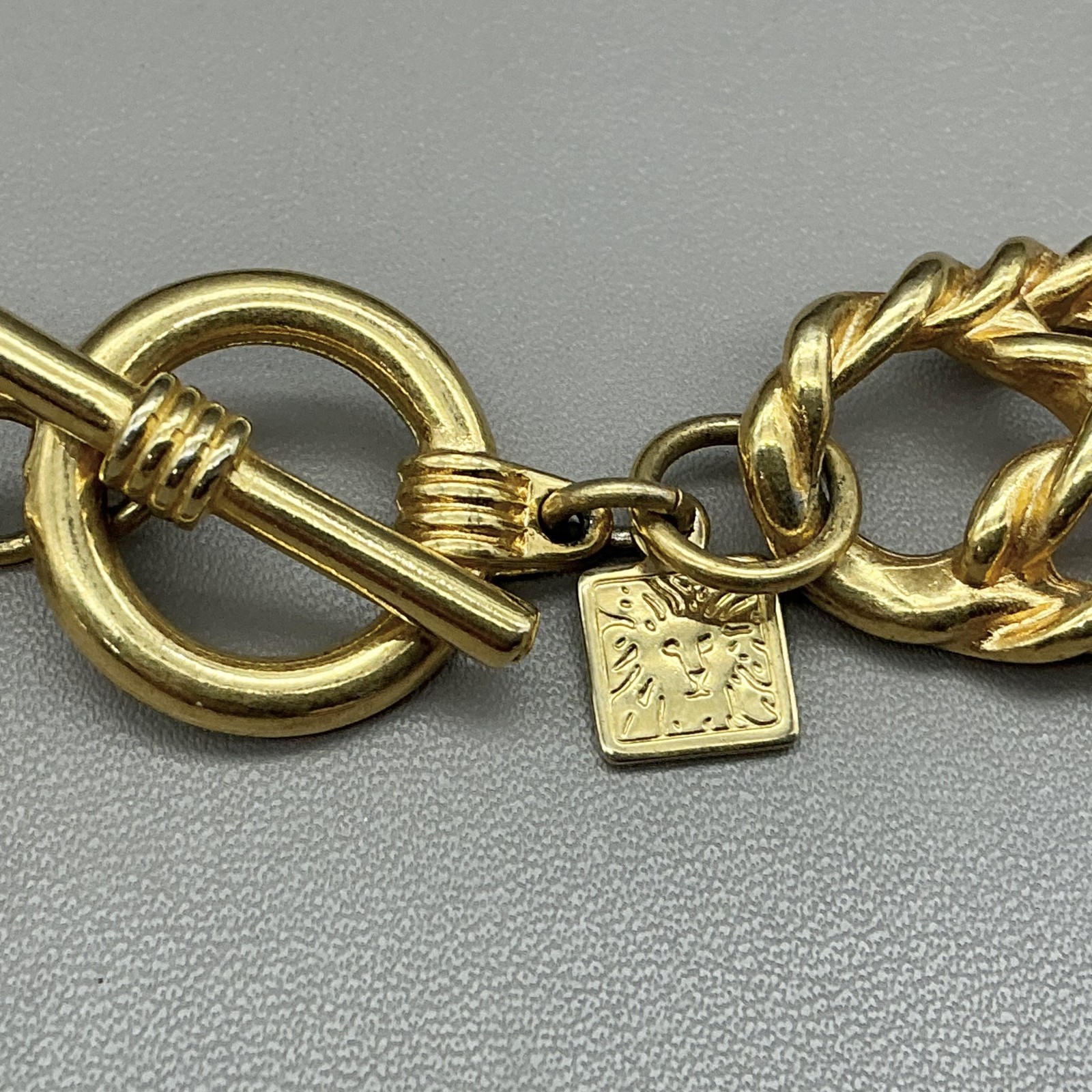 Anne Klein Necklace Gold Tone Chunky Statement Chain Textured Twisted Links 20″