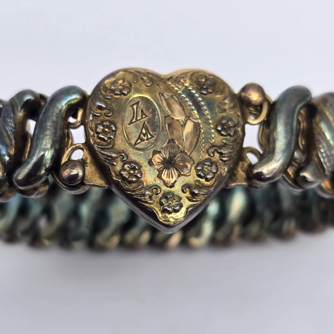 VTG Carmen Deluxe Sweetheart Floral Gold Filled Expanding Bracelet – LA Initials