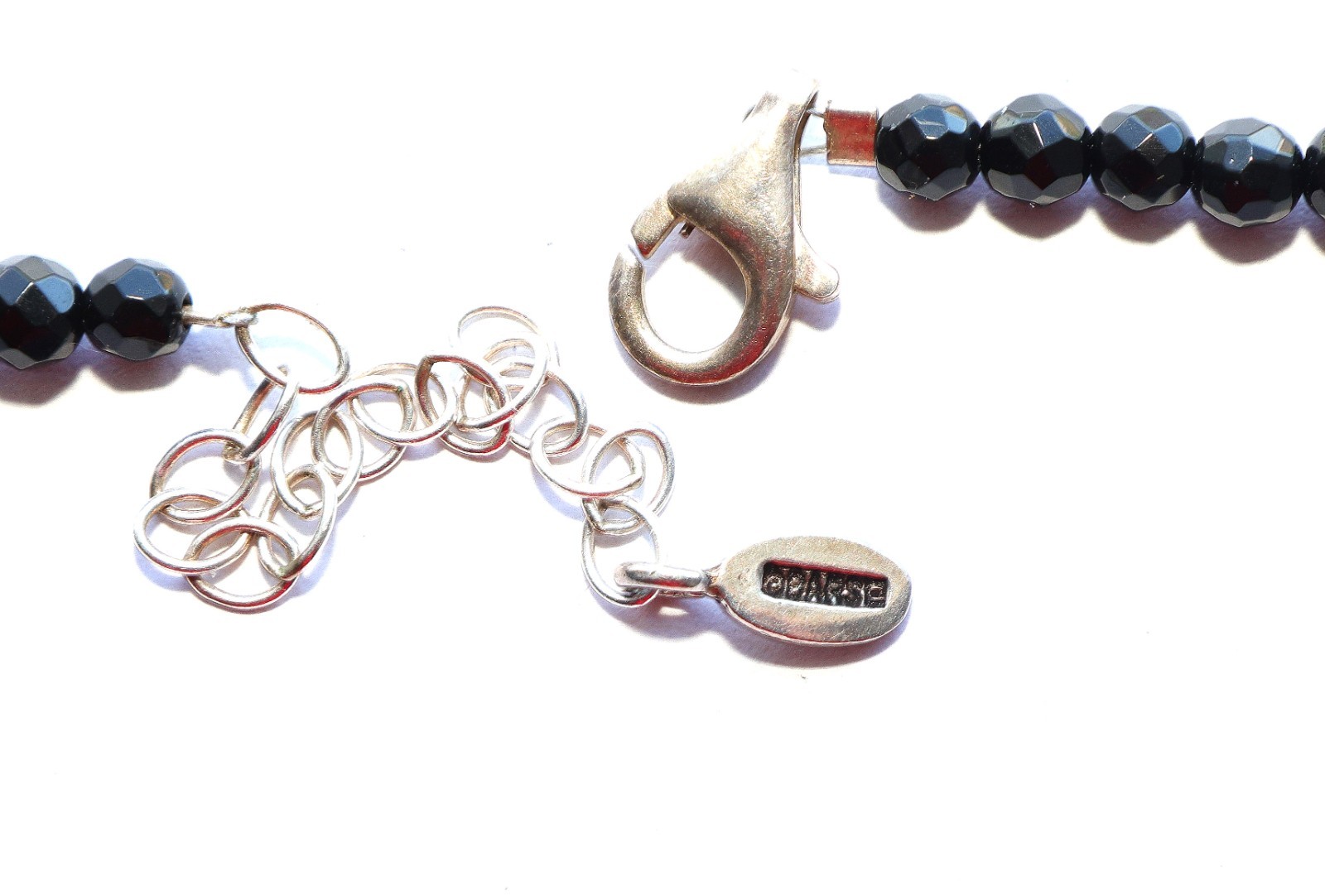 BARSE Sterling Necklace Black Dark Red Gray Beads Balls .925 Silver THAI 19″