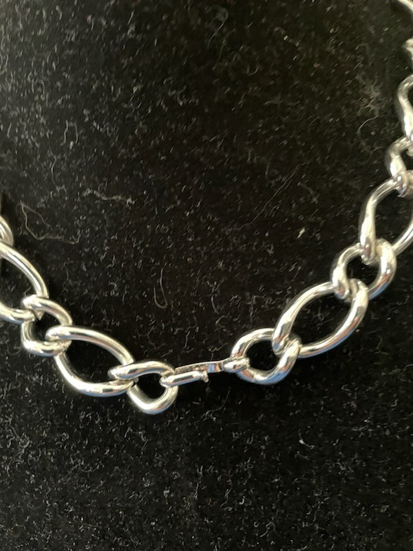 Vtg MONET Chunky Choker Rope Chain Necklace Two Tone Statement SILVER + GOLDTONE