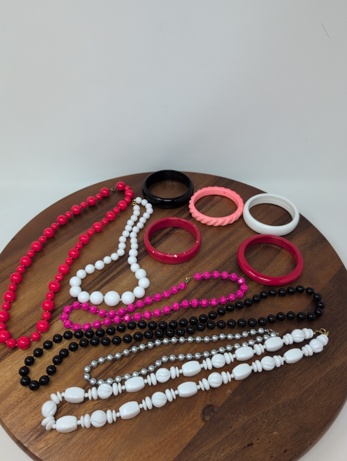 Lot Of Vintage Plastic Jewelry Six Necklaces And Five Bangles