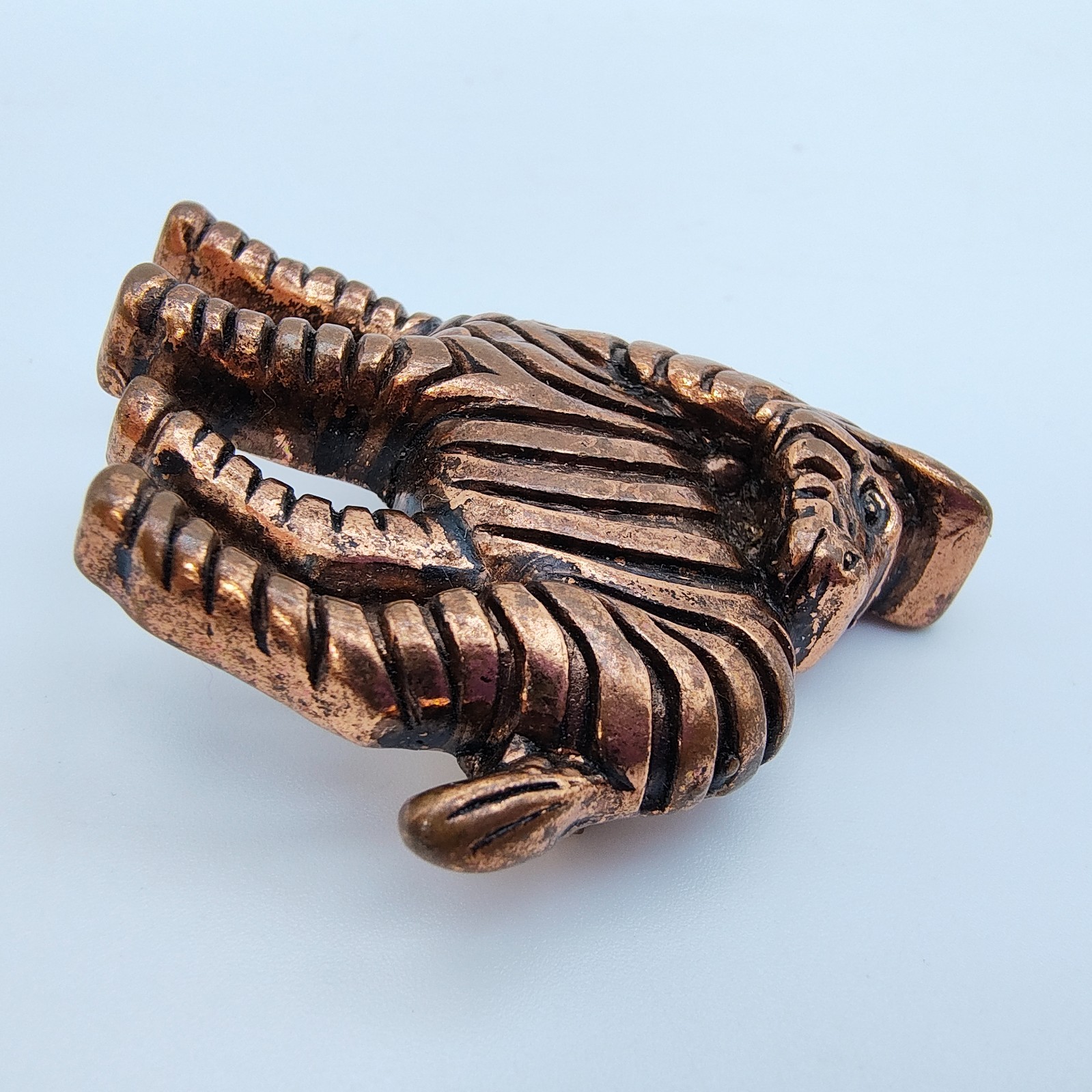Vintage Zebra Brooch Copper Tone Textured Animal Figural Retro Safari Chic