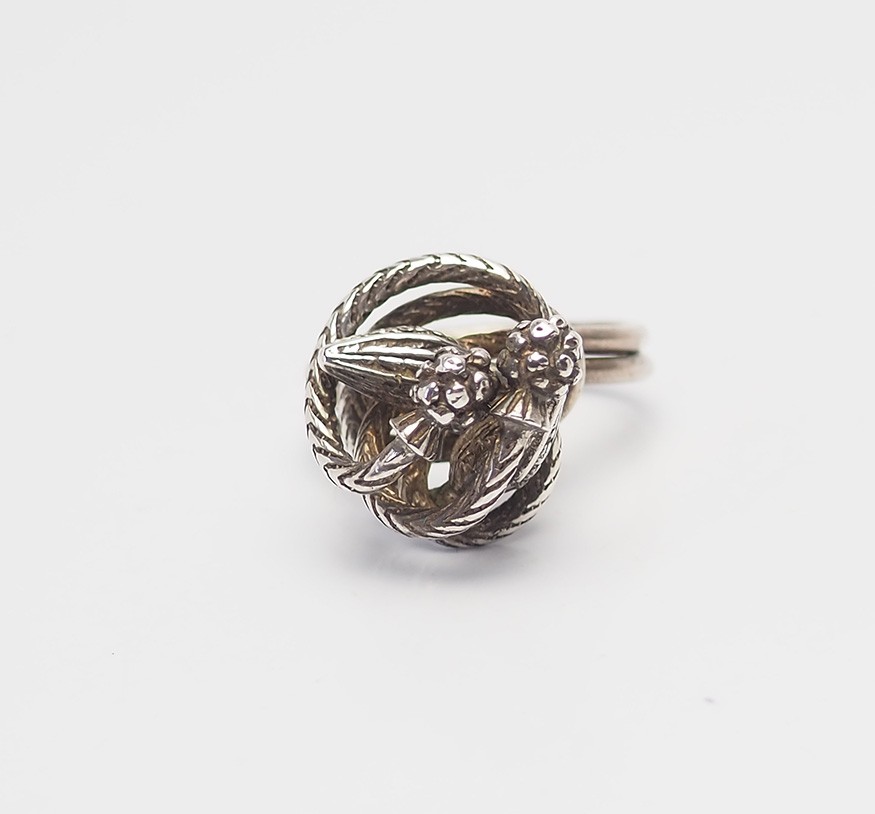 Rare vintage double band sterling silver Caribbean traditional ring sz 7.5 AC