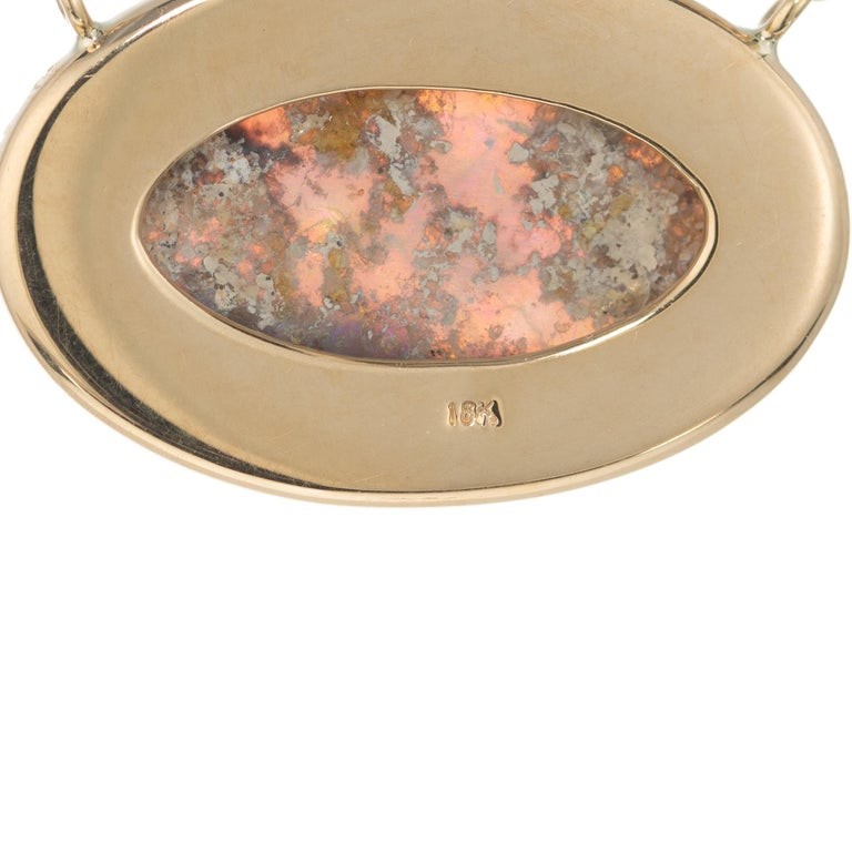 Peter Suchy 1.53 Carat Opal Diamond Ruby Sapphire Yellow Gold Pendant Necklace