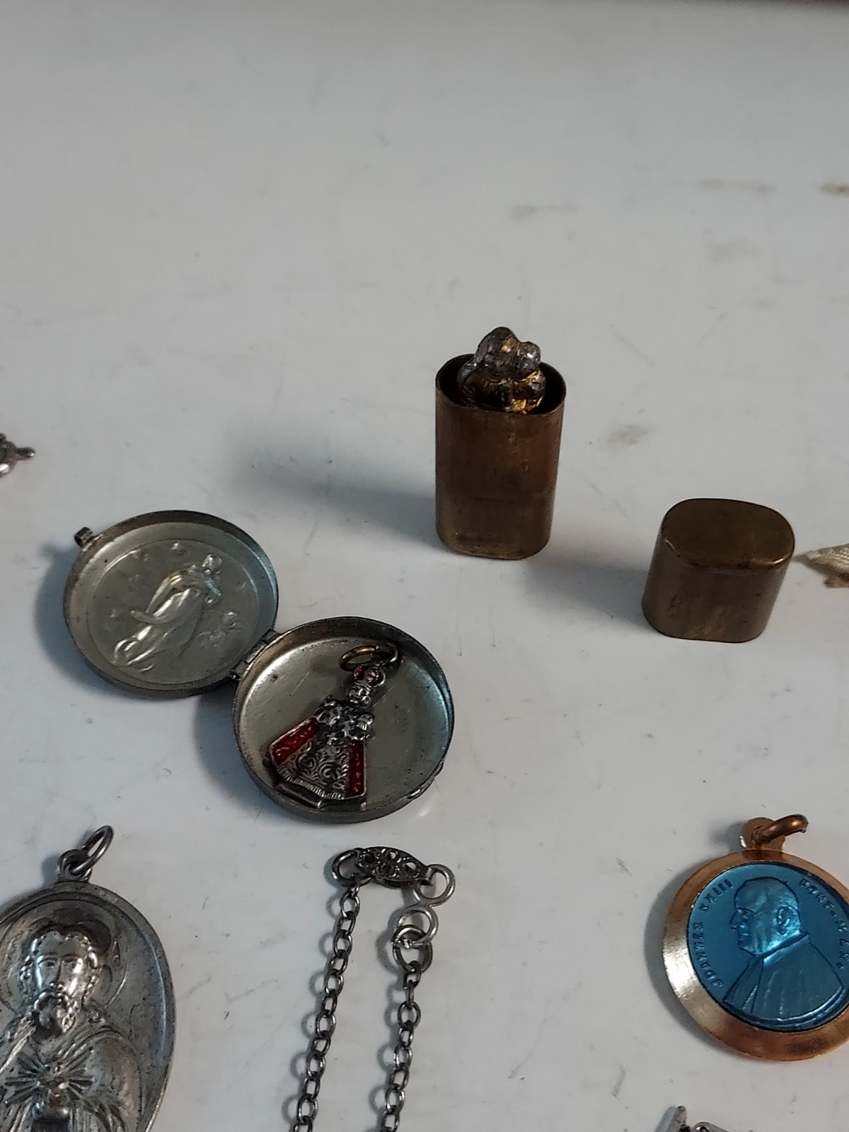 Huge Religious Lot Cross Rosary Beads Small Silver Pin Charms Mixed Lot 40 Pcs.
