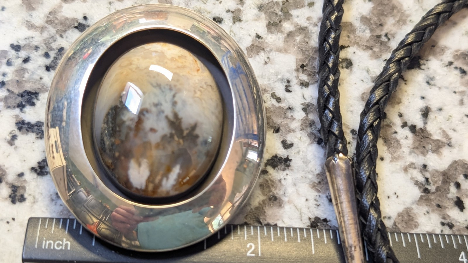 VTG STERLING SILVER BOLO SIGNED ABOUT 36 1/2″ LONG CORD BOLO WEIGHS 50.5+ GRAMS