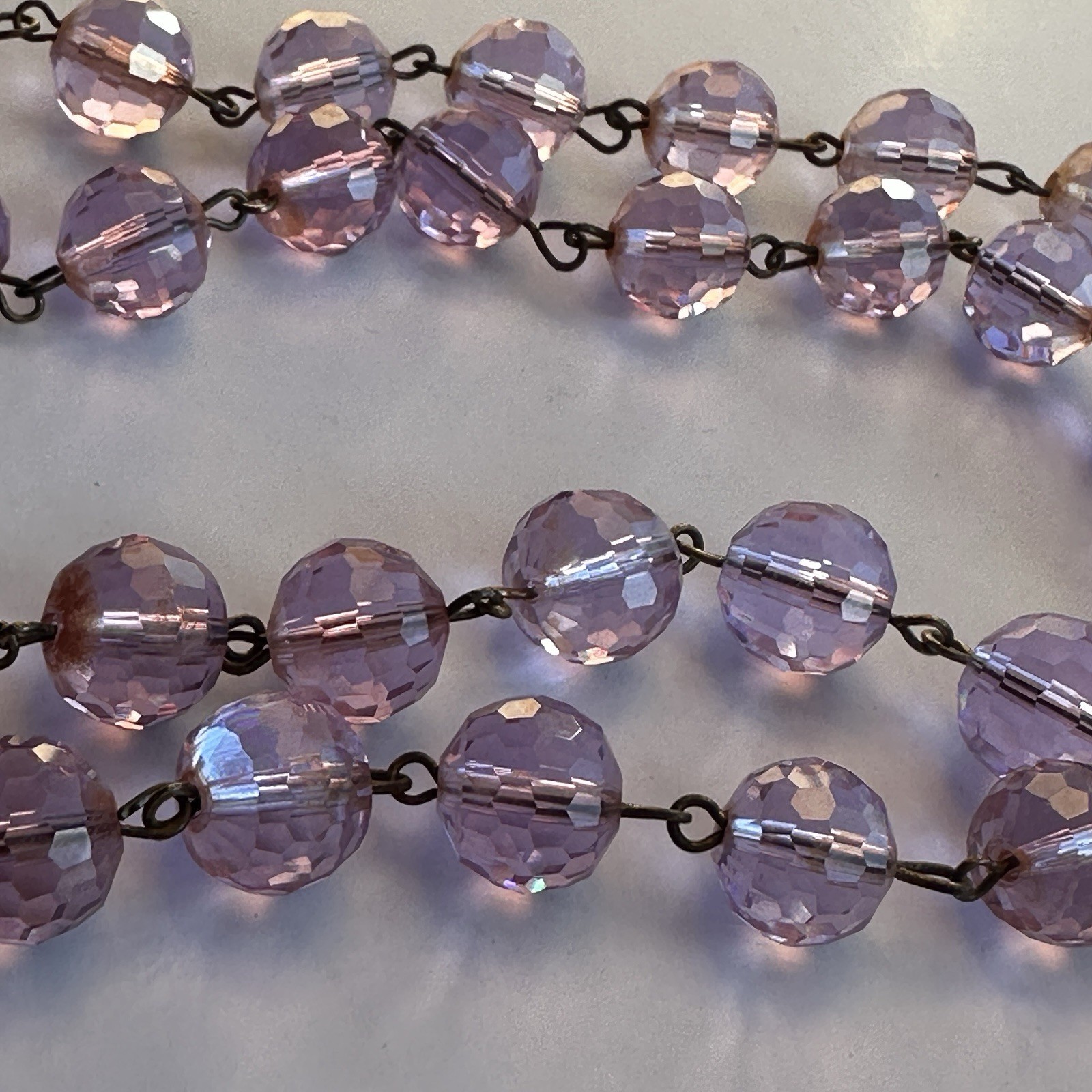 VTG Neodymium Glass Necklace Color Changing Alexandrite 54 Faceted Beads Czech