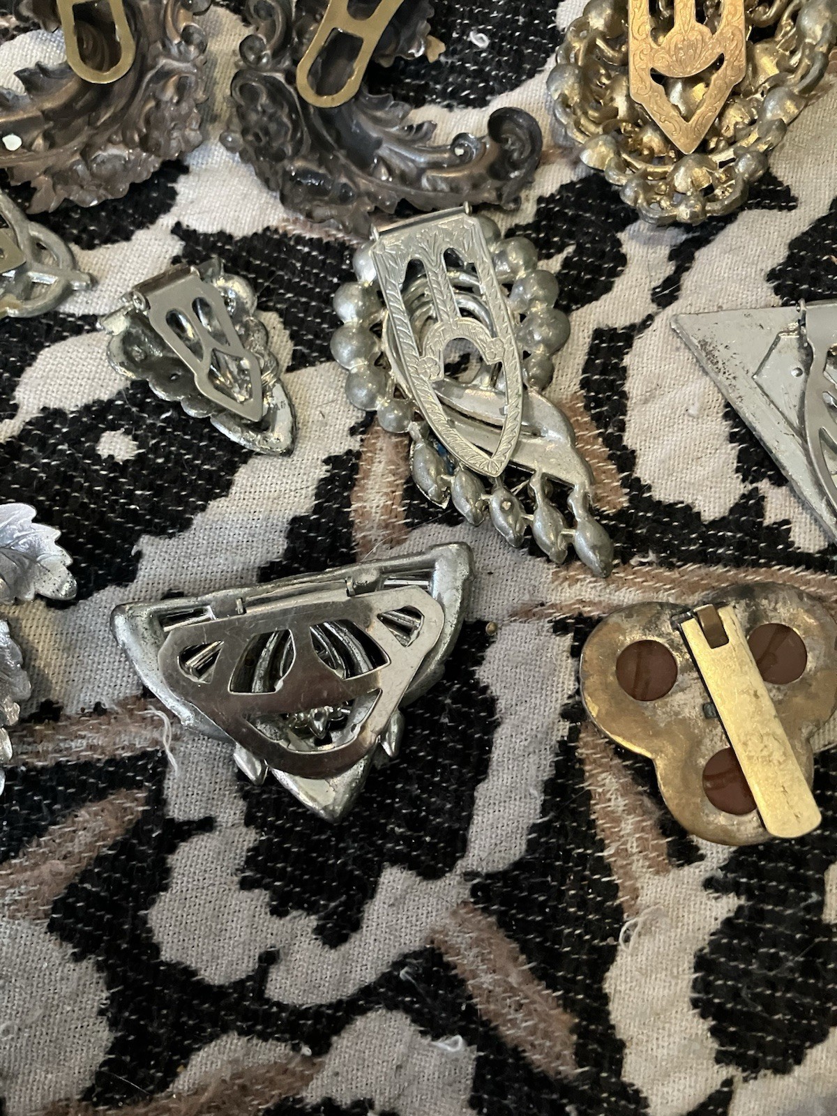 Art Deco Dress Clip Lot 20 1930s Rhinestone Clips Vintage Jewelry Brooch