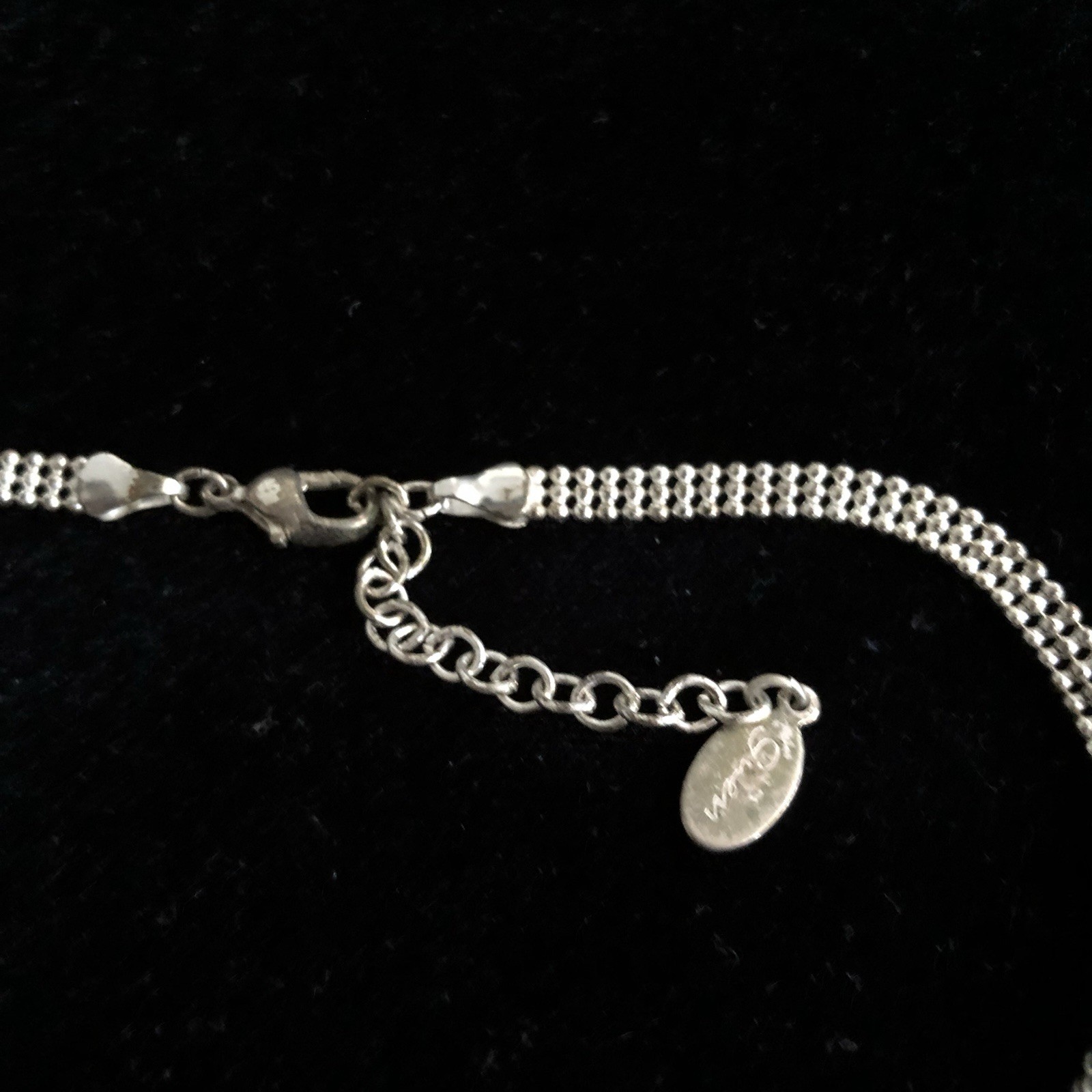 925 Sterling Silver Vintage fringed Choker Necklace gwen 15”-17”inch