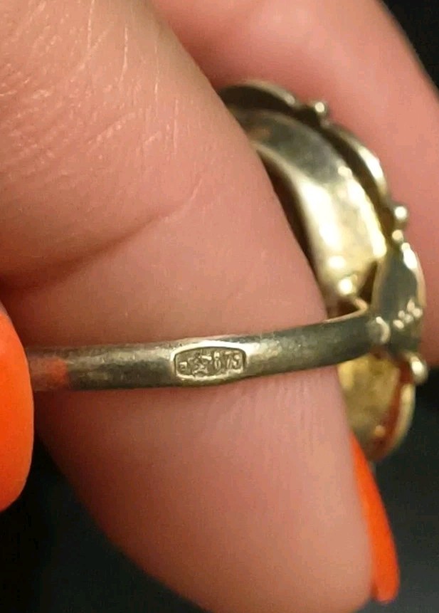 Vintage Gilt Silver Engagement Ring 875 soviet Women’s Jewelry