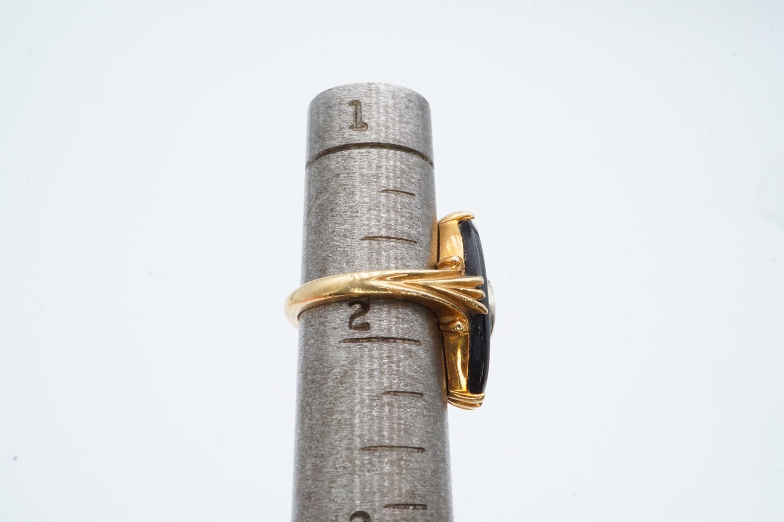 Vintage 10k Yellow Gold Black Onyx Diamond Ring Size 1.75