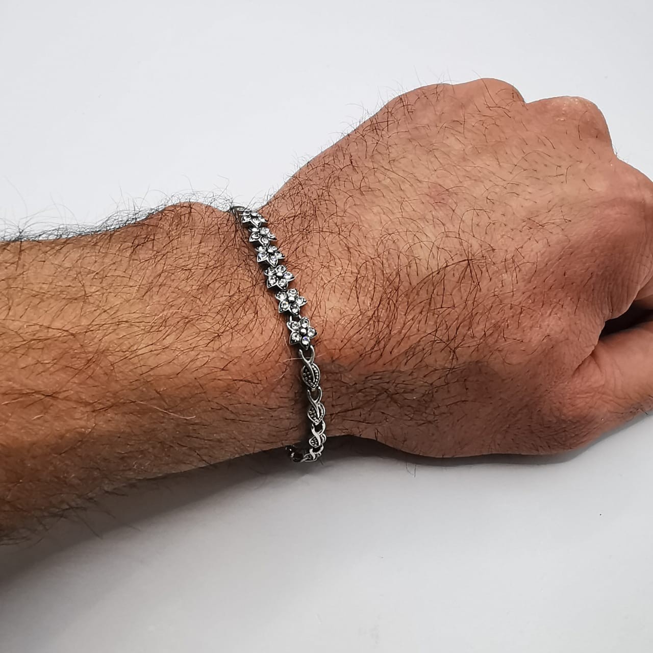 Vintage Beautiful Bracelet Jewelry,925 Sterling Silver, Handmade,Zircon, 10,80g