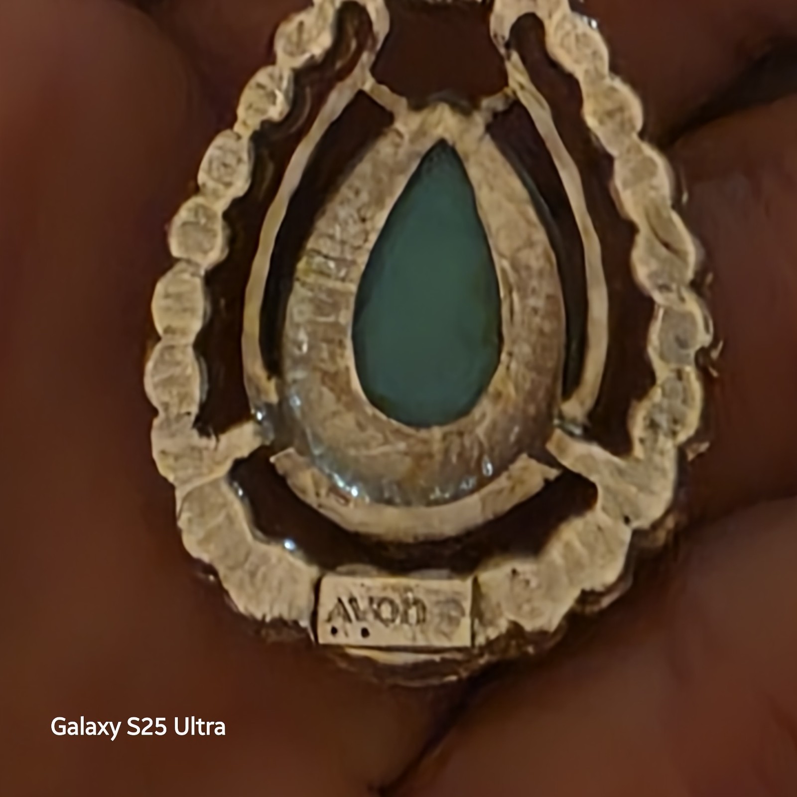 Vintage 70s Original Avon Chain Necklace With Faux Turquoise Pendant