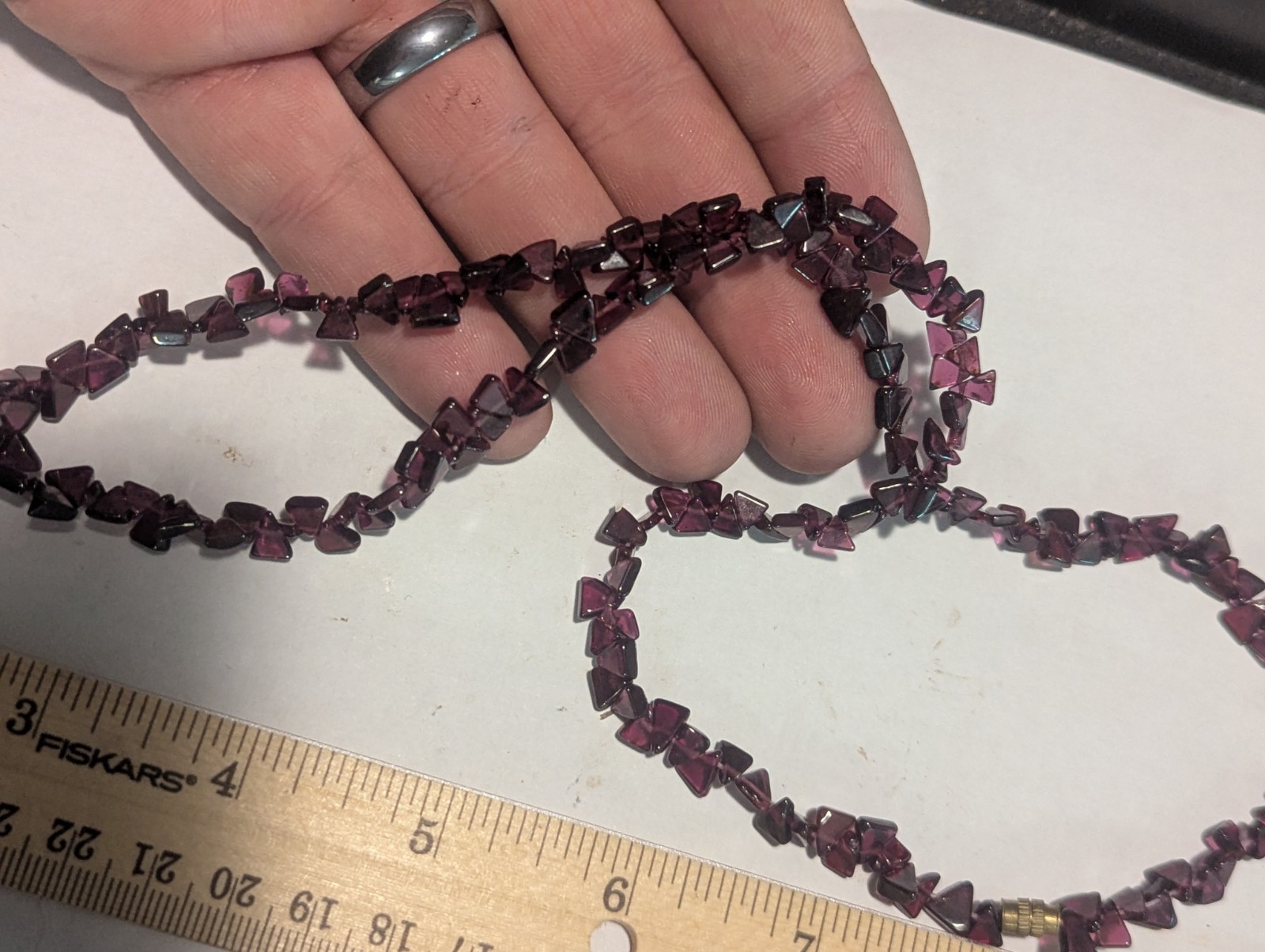 Vintage 22″ Purple Pink Red Rhodolite Garnet Beaded Necklace Strand