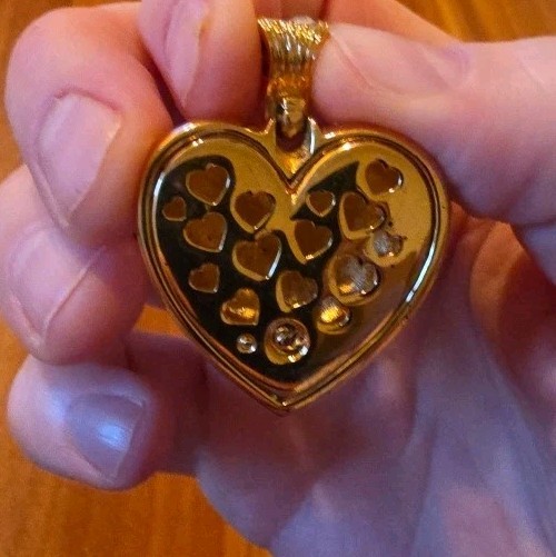Swarovski® Signed SWAN Crystal Puff Pave Goldtone Dome Large Huge Heart Pendant