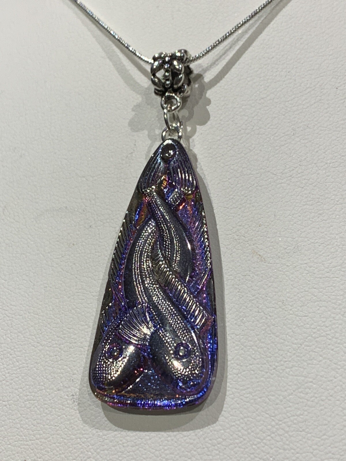 RARE-ANTIQUE EGYPT REVIVAL VIOLET/BLUE FLASH CZECH GLASS SERPENT NECKLACE.s-NEW
