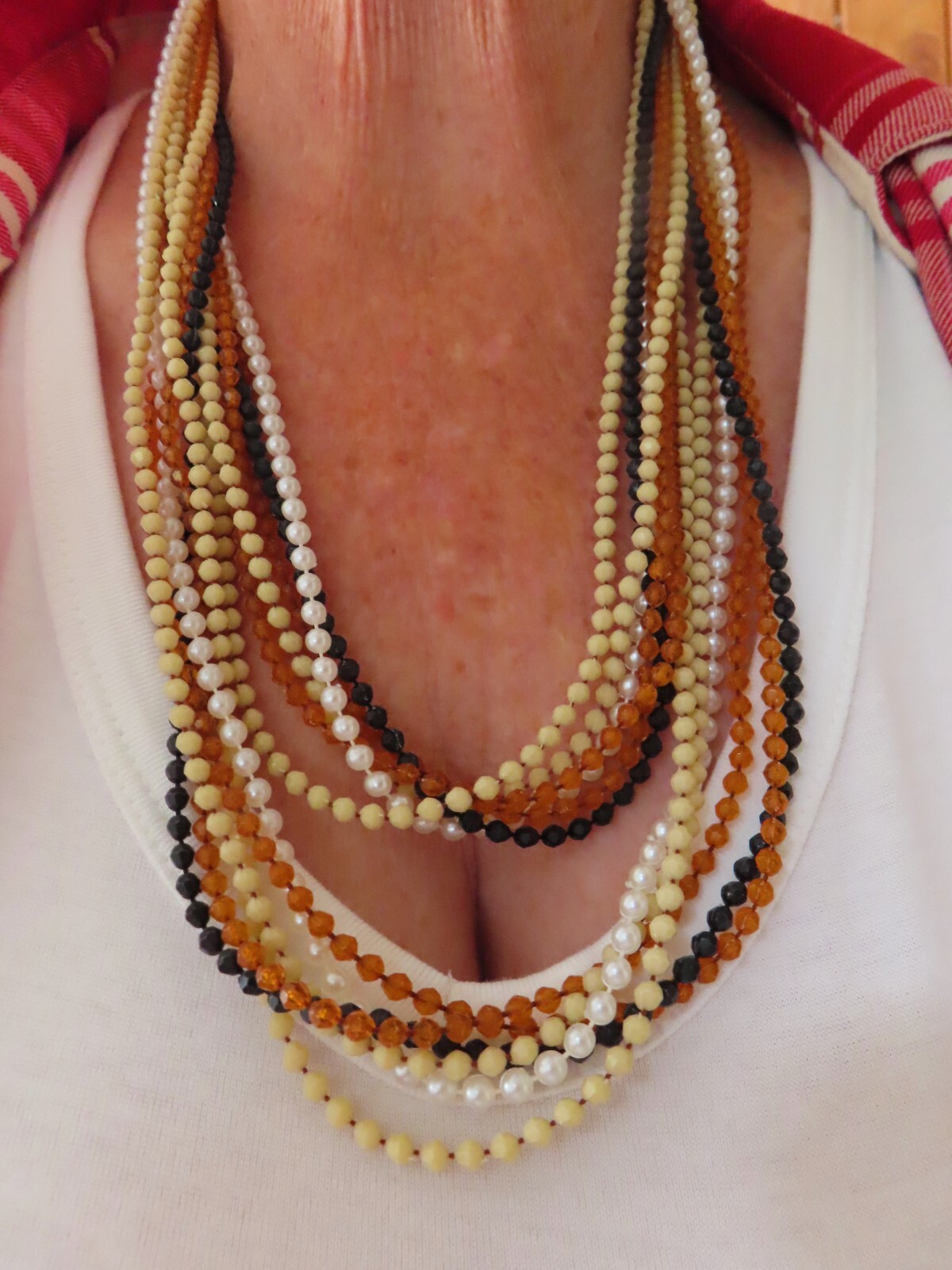 Vintage 1960’s Multi Strand Lucite Necklace Wear Long or Double Wrap