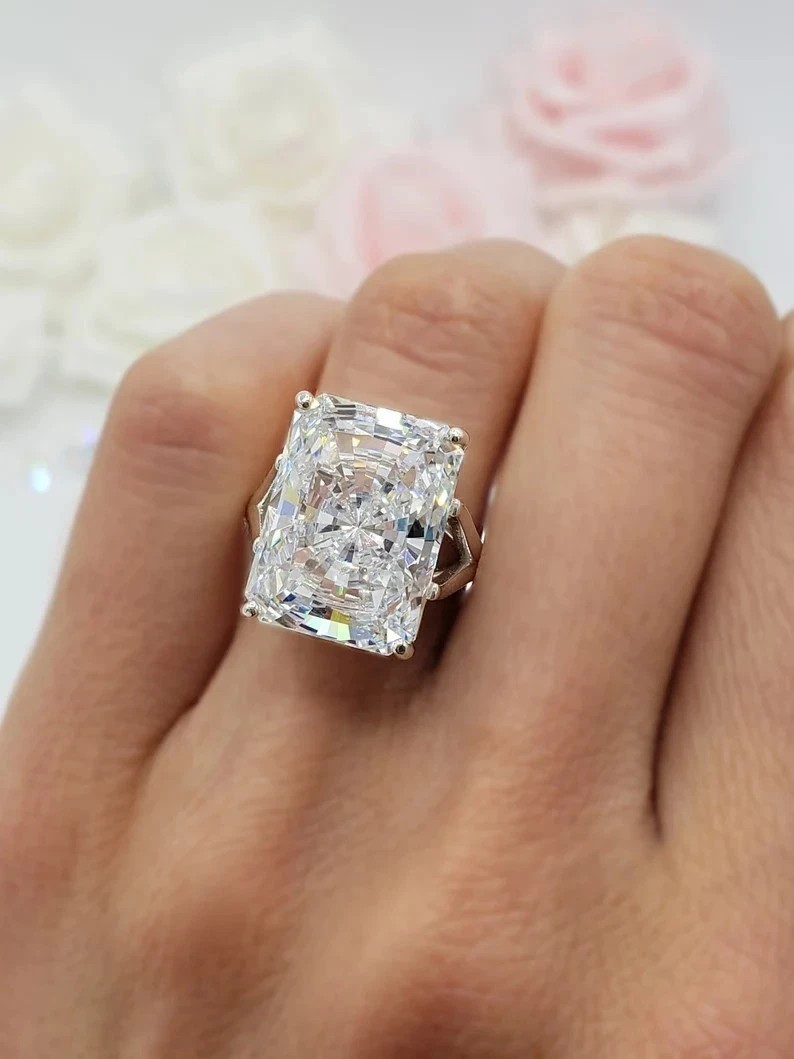 9.5Ct Radiant Cut Lab Created Diamond Engagement Wedding Ring 14K White Gold FN