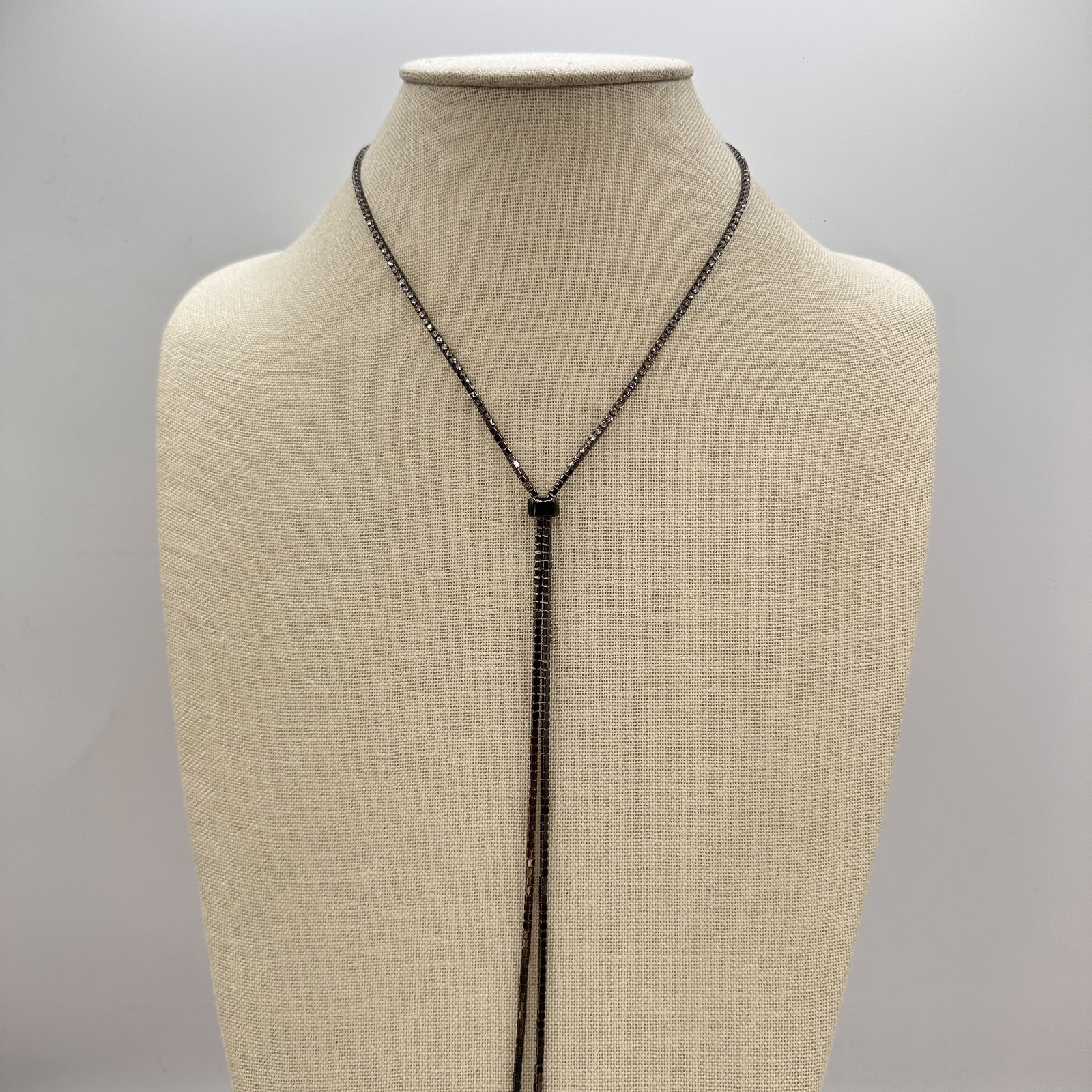 Vintage Y2K Rhinestone Lariat Gunmetal Y-Necklace Women’s Classic Jewelry