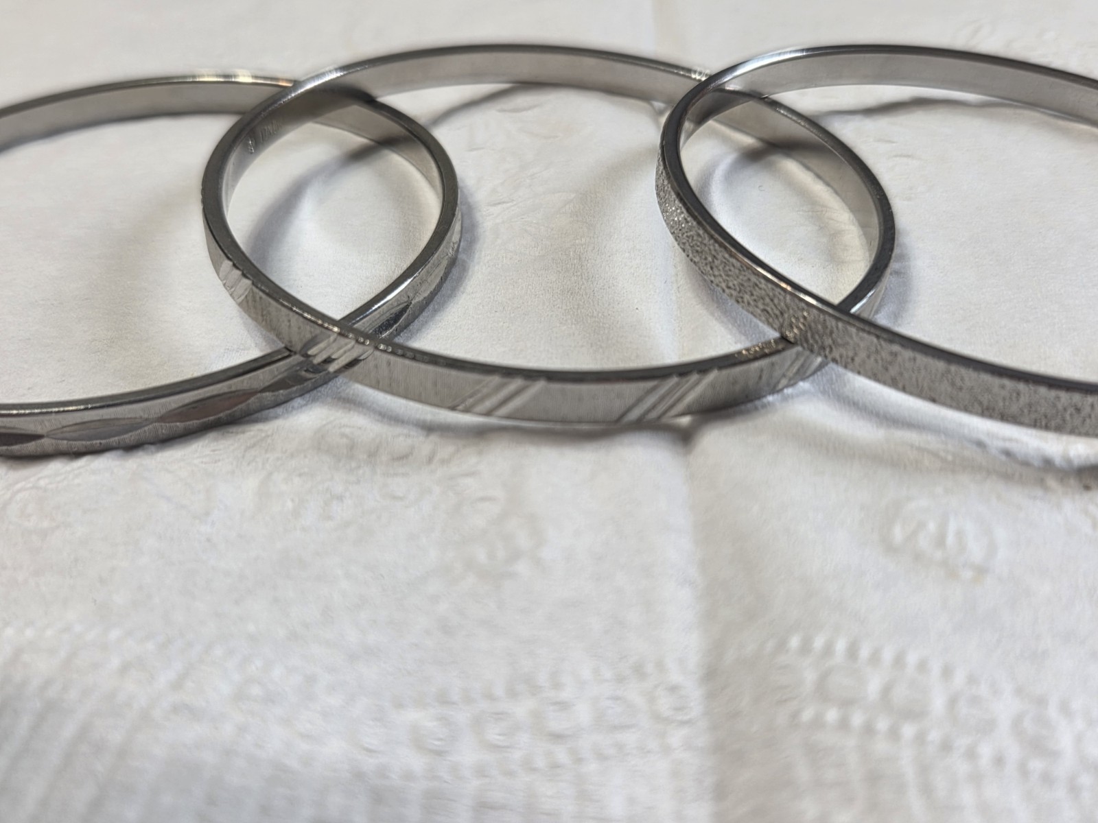 Vintage MONET Bright Silver Tone Bangle Bracelet Signed 2 3/8 diameter