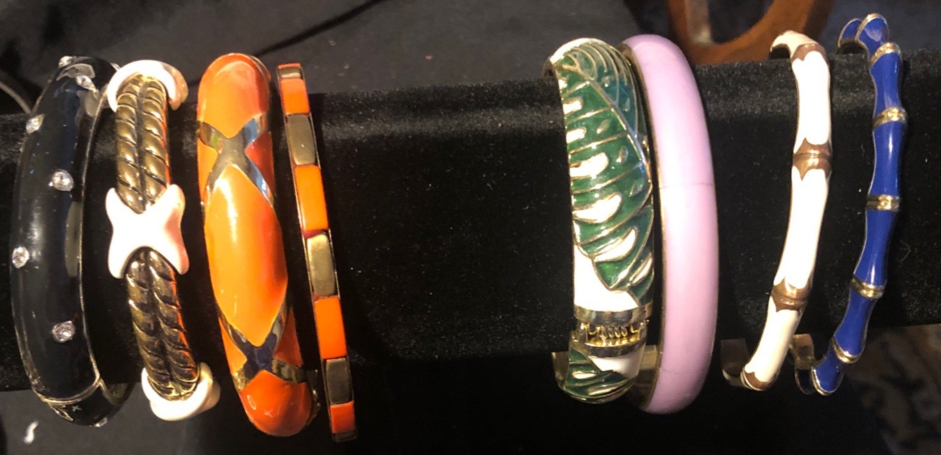 8 Nice Colorful Enameled Metal Cuff Bangle Bracelets one / Stella And Dot