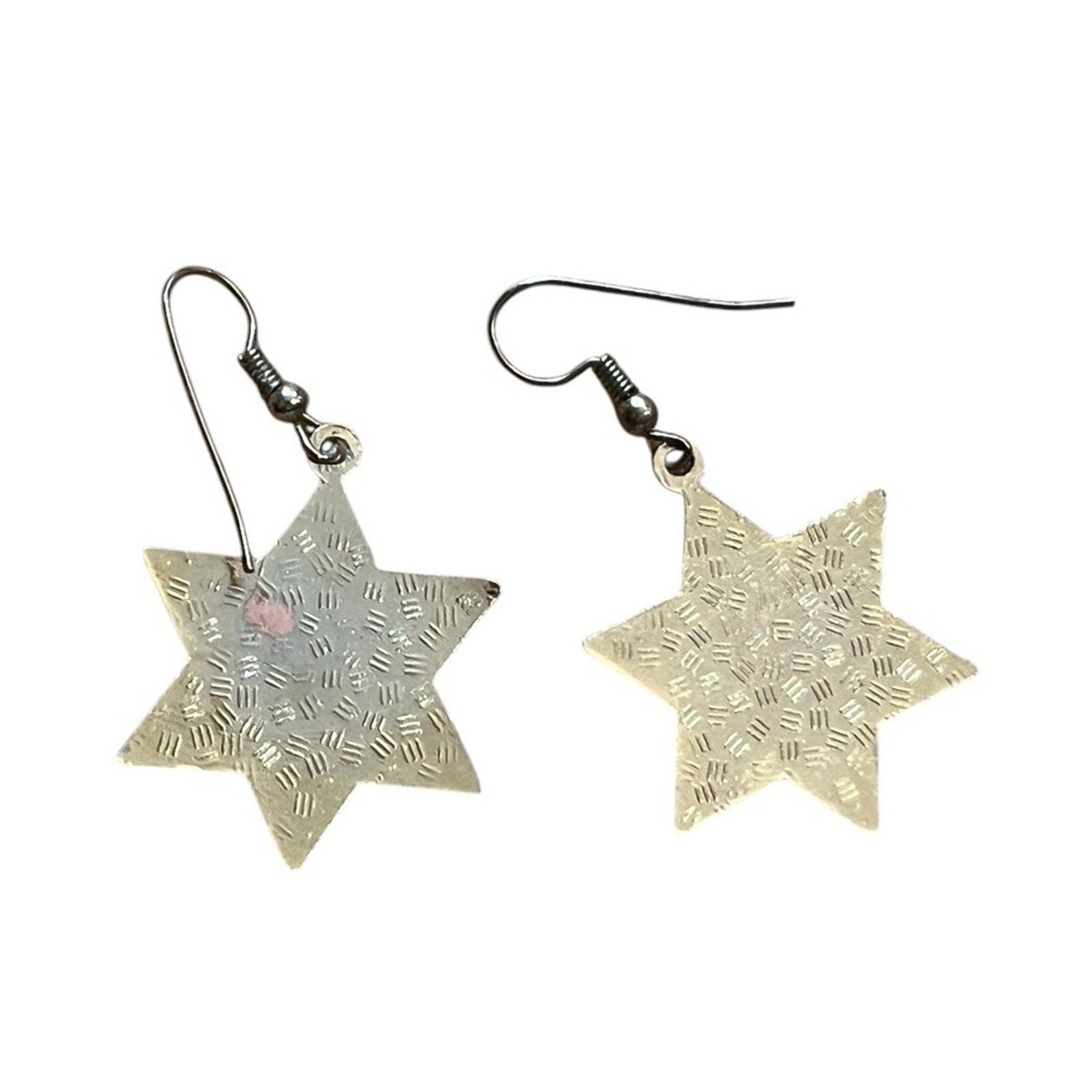 VTG Cloisonné Enamel Earrings Stars Black Roses 1 7/8” Gold Colored Metal 1980s