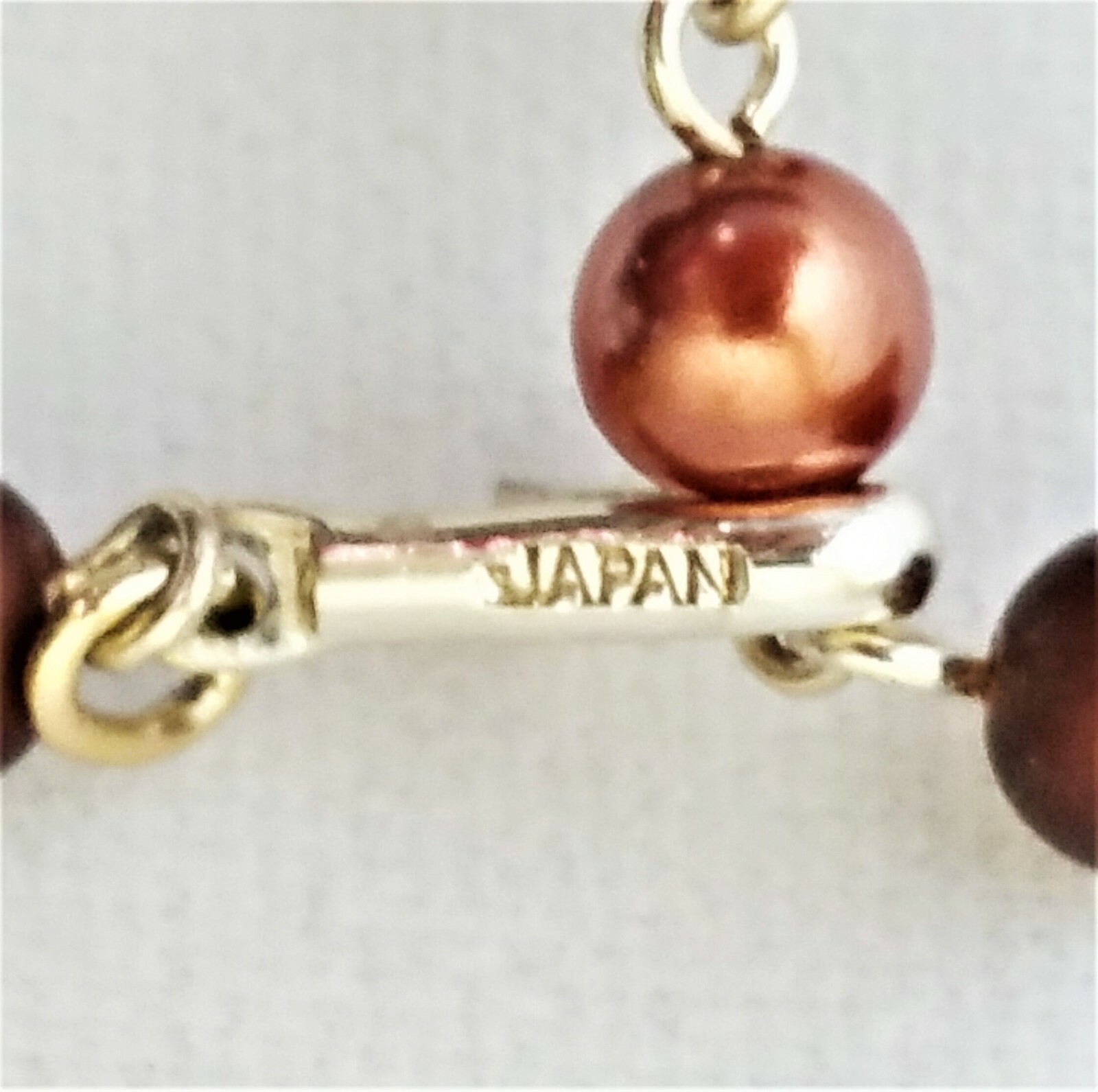 Vintage Womens Necklace Bronze Copper Gold Tone Beads Art Deco 3 Strands