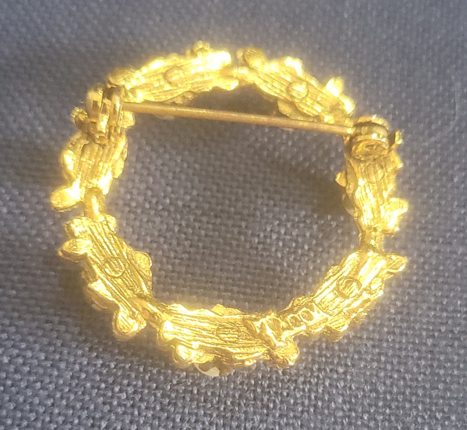 Vintage Tacoa Signed Gold Tone W/faux Pearls Brooch