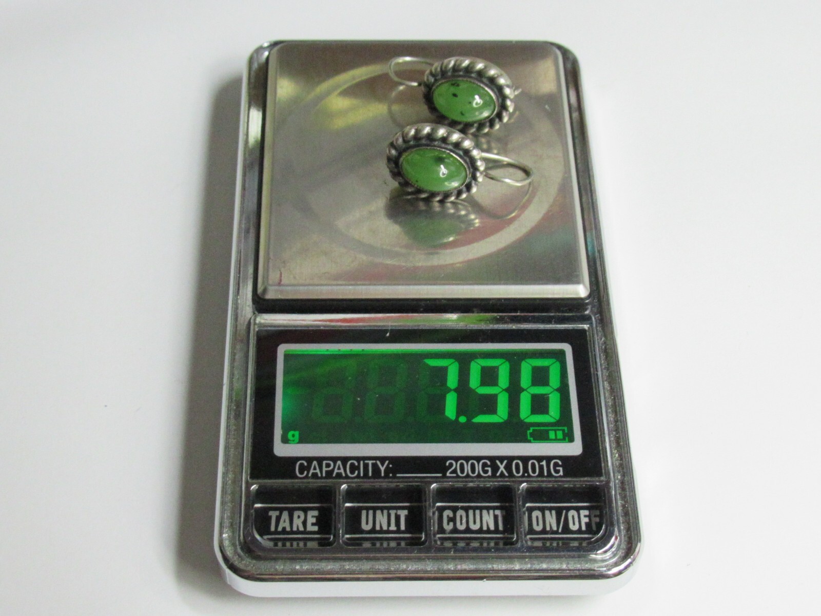 Vintage earrings USSR 925 standard, ship, jade, 7.98g..